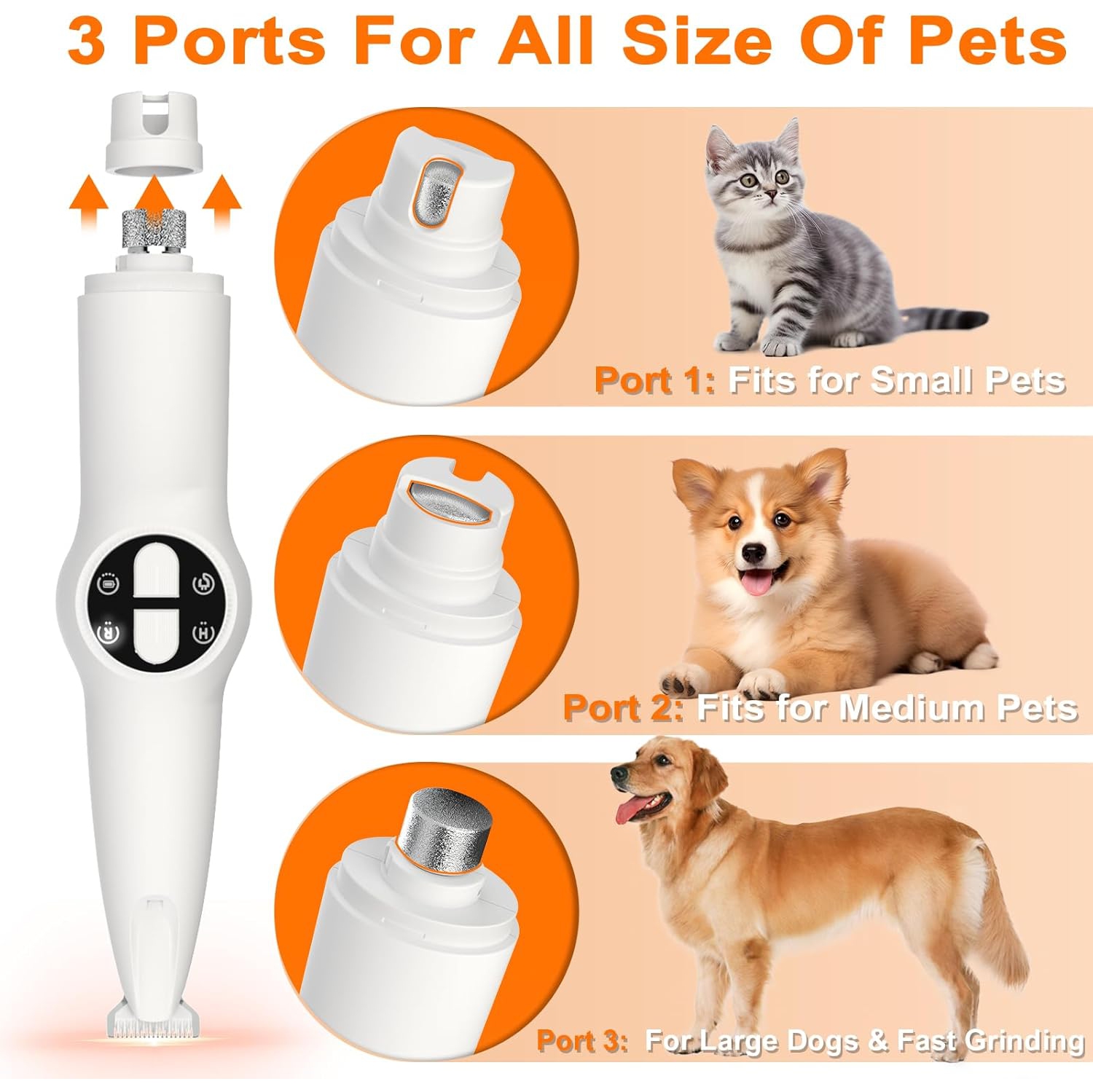 Dog Paw Trimmer with LED Light,2 in 1 Dog Grooming Kit,Cordless Dog Nail Trimmer Grinder for Small Medium Large Dogs,Pet Mini Trimmer for Paws Ears