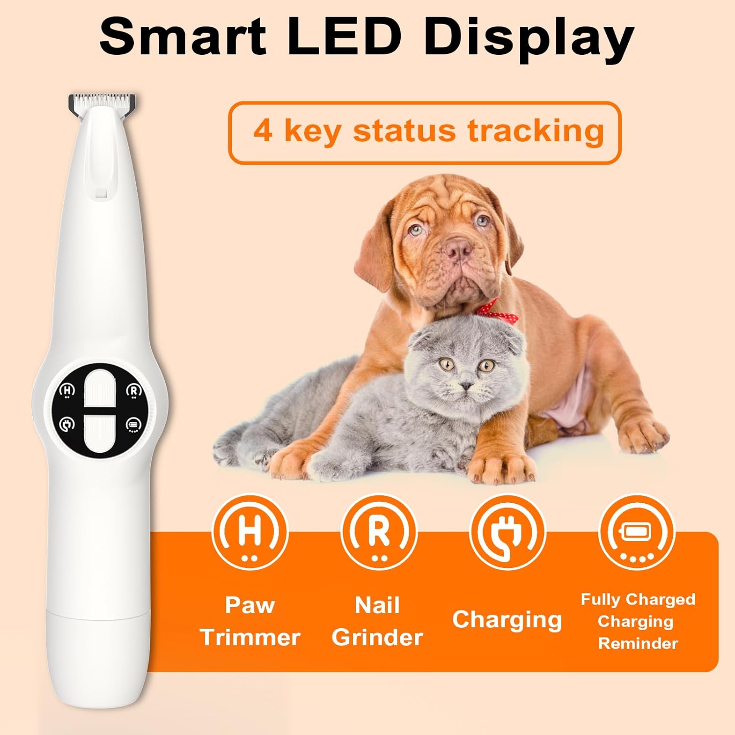Dog Paw Trimmer with LED Light,2 in 1 Dog Grooming Kit,Cordless Dog Nail Trimmer Grinder for Small Medium Large Dogs,Pet Mini Trimmer for Paws Ears