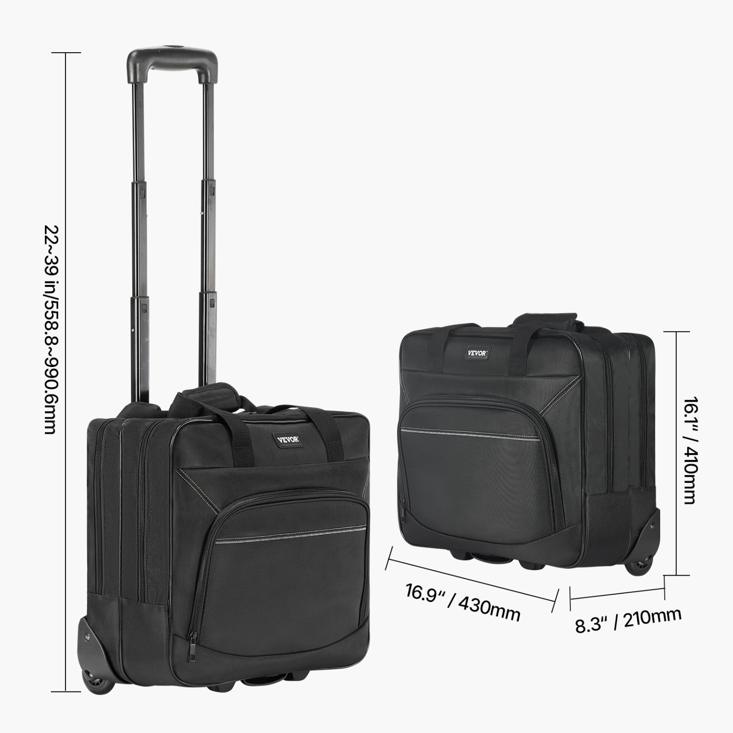 VEVOR Rolling Laptop Bag, Fits Up to 15.6 Inch Laptop, Wheeled Briefcase, Roller Computer Tote Bag with Wheels & Telescoping Handle, Laptop Case for