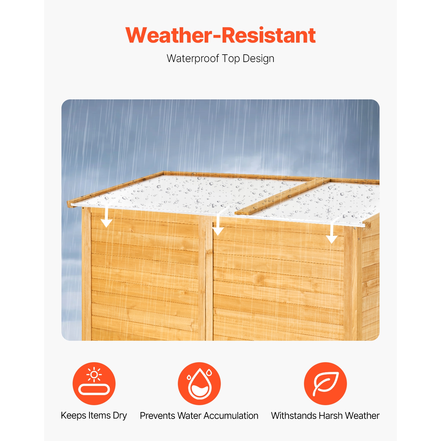 VEVOR 55"x67.5" Outdoor Storage Shed, Large Wooden Outside Storage Cabinet with Waterproof Roof and Metal Frame, Double Lockable Doors Storage House