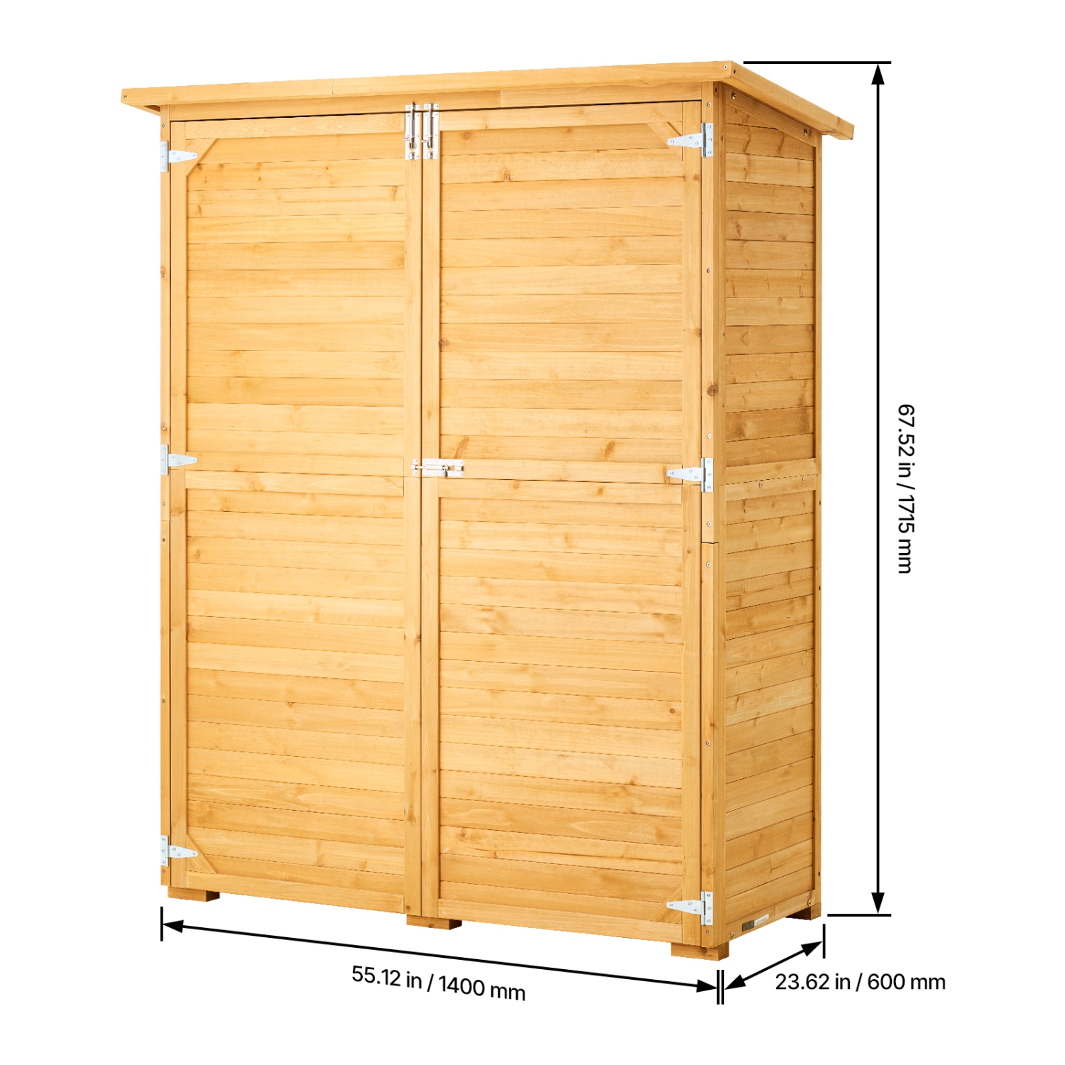 VEVOR 55"x67.5" Outdoor Storage Shed, Large Wooden Outside Storage Cabinet with Waterproof Roof and Metal Frame, Double Lockable Doors Storage House