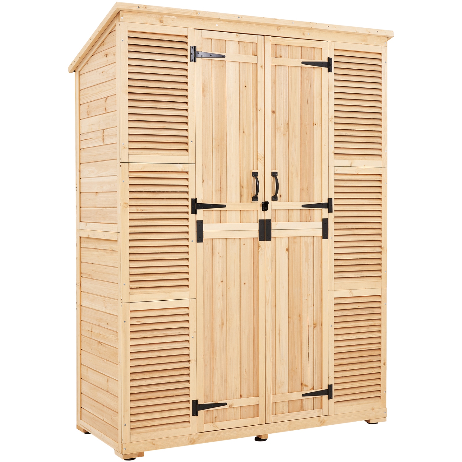 VEVOR 58"x78" Outdoor Storage Shed, Oversize Wooden Storage Cabinet with Waterproof Roof and Metal Frame, Double Lockable Doors Storage House Cabinet