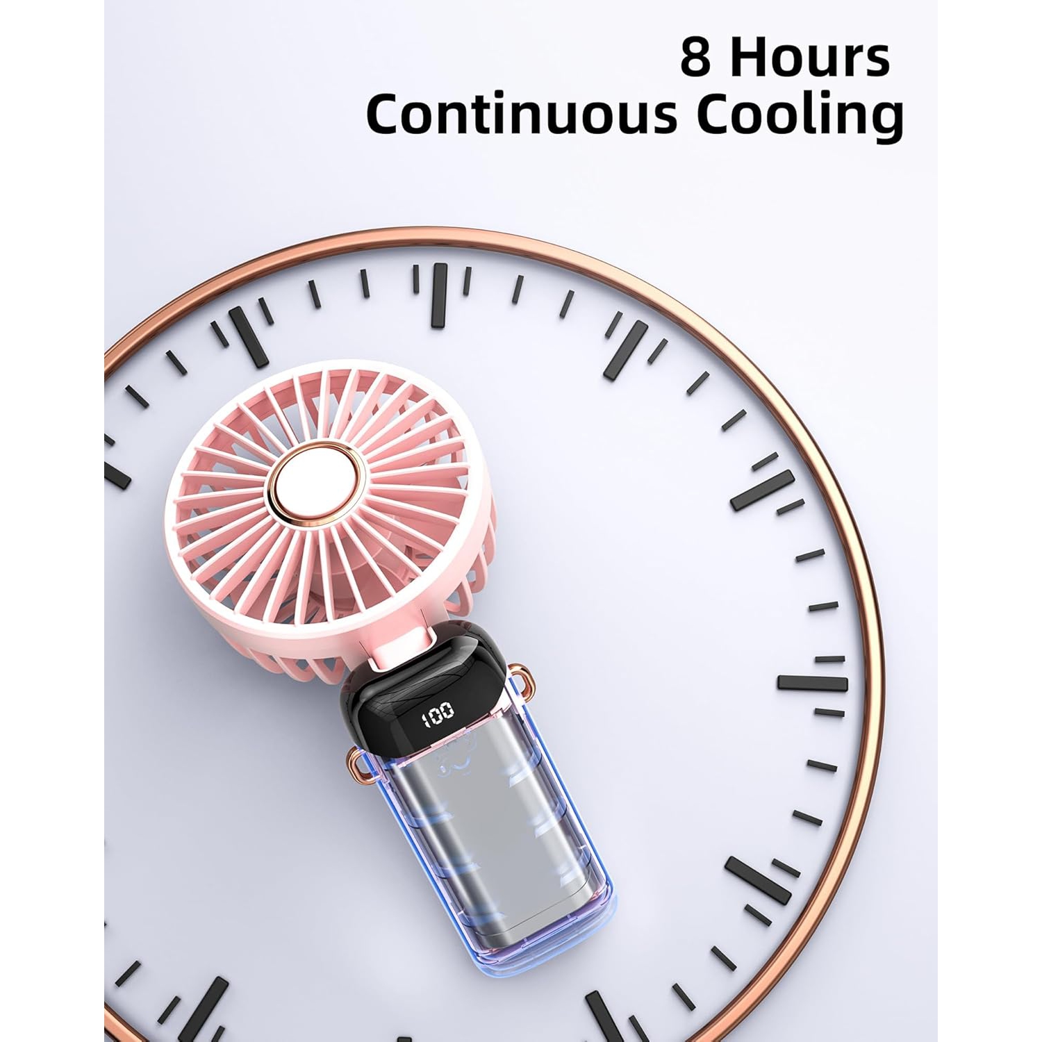 Mini ventilateur portatif pliable petit ventilateur numérique USB chargeur de bureau petit ventilateur électrique de bureau, rose - avec cordon -