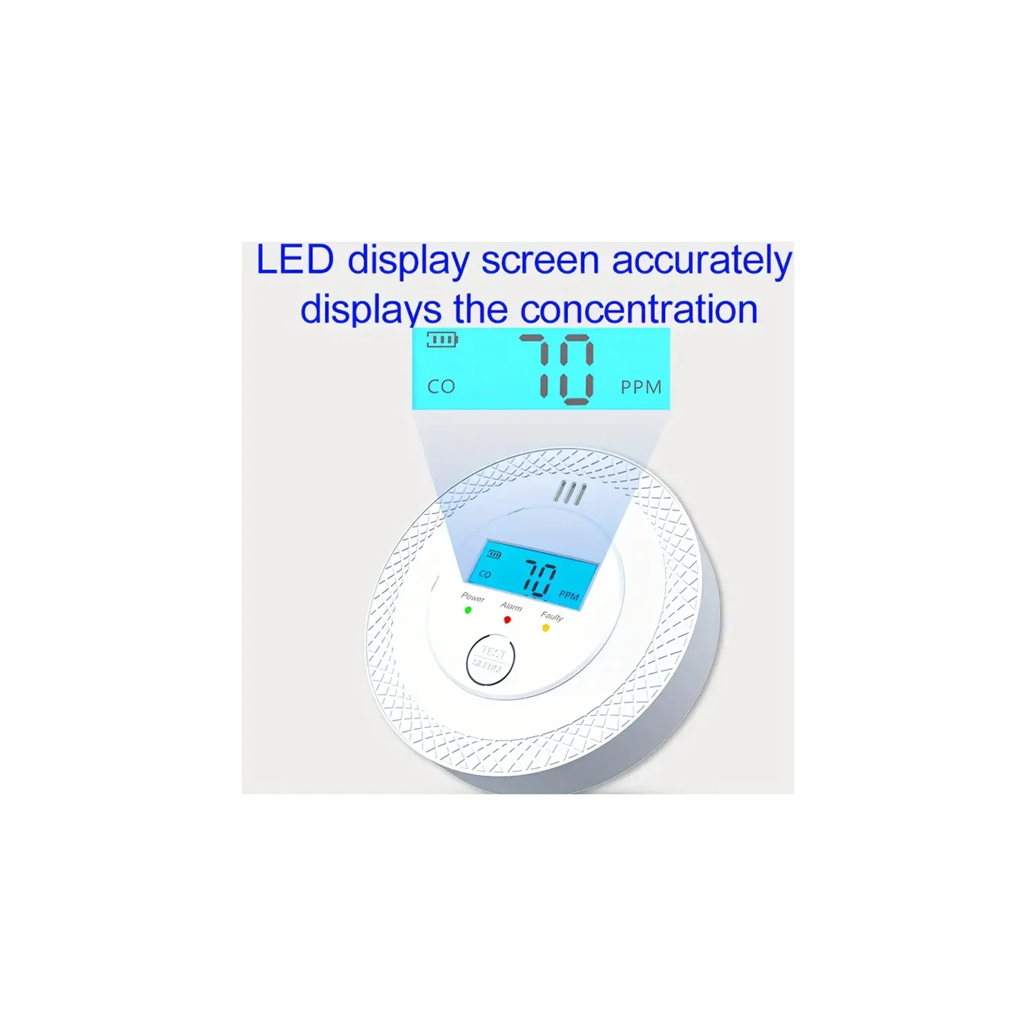 Household indoor battery-powered carbon monoxide detection alarm digital LCD display, LED flashing signal light portable national standard upgraded