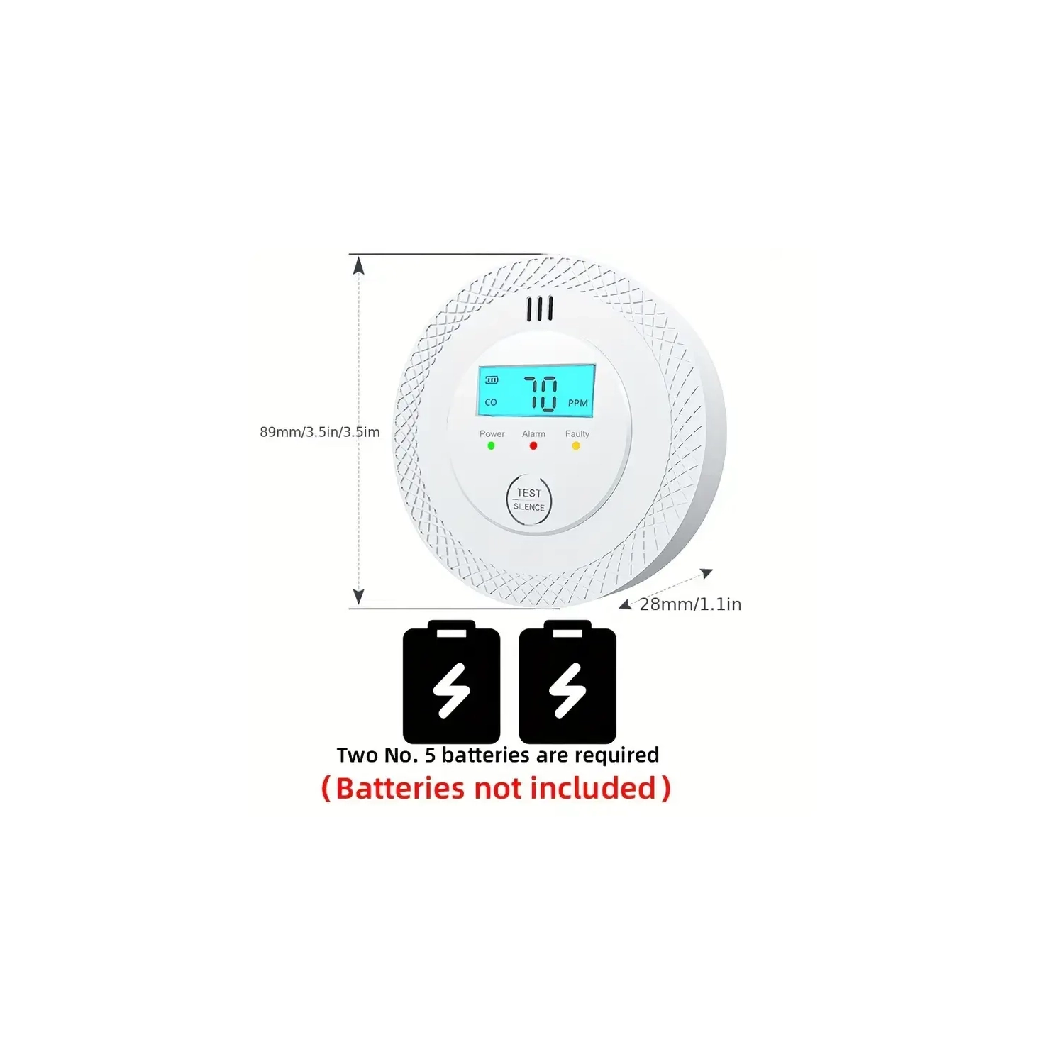 Household indoor battery-powered carbon monoxide detection alarm digital LCD display, LED flashing signal light portable national standard upgraded