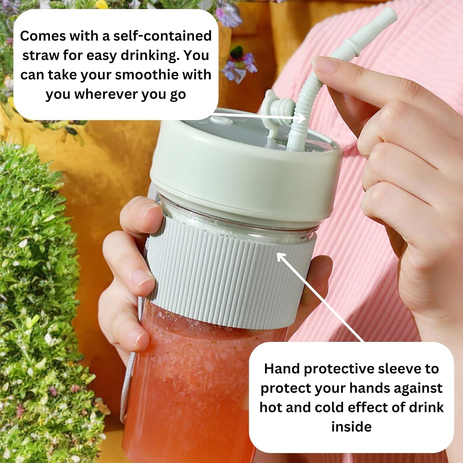 Juicer Cup Rechargeable Mini Small Electric Portable Juicer Multifunctional Household USB Juicer Blender Cup - [K1] Coconut Milk White