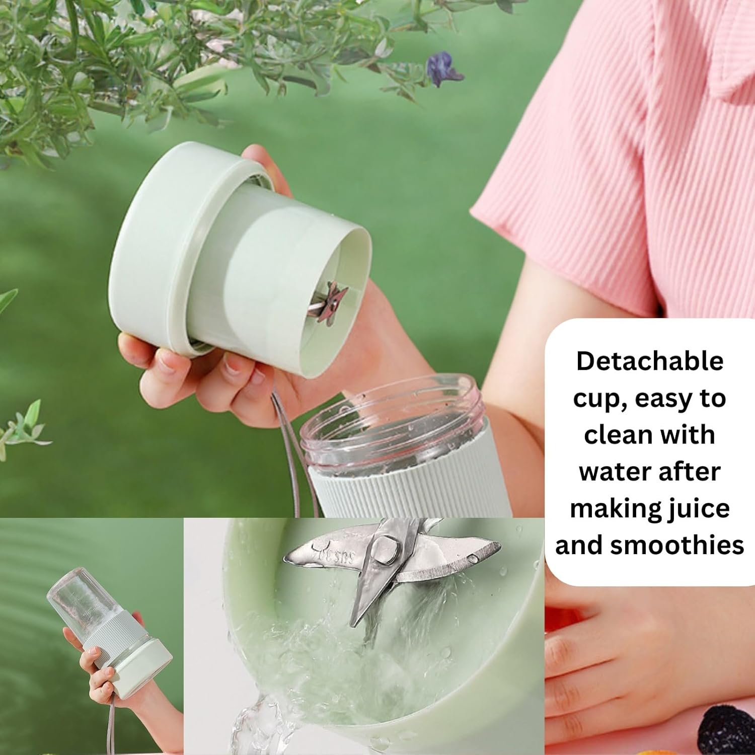 Juicer Cup Rechargeable Mini Small Electric Portable Juicer Multifunctional Household USB Juicer Blender Cup - [K1] Coconut Milk White