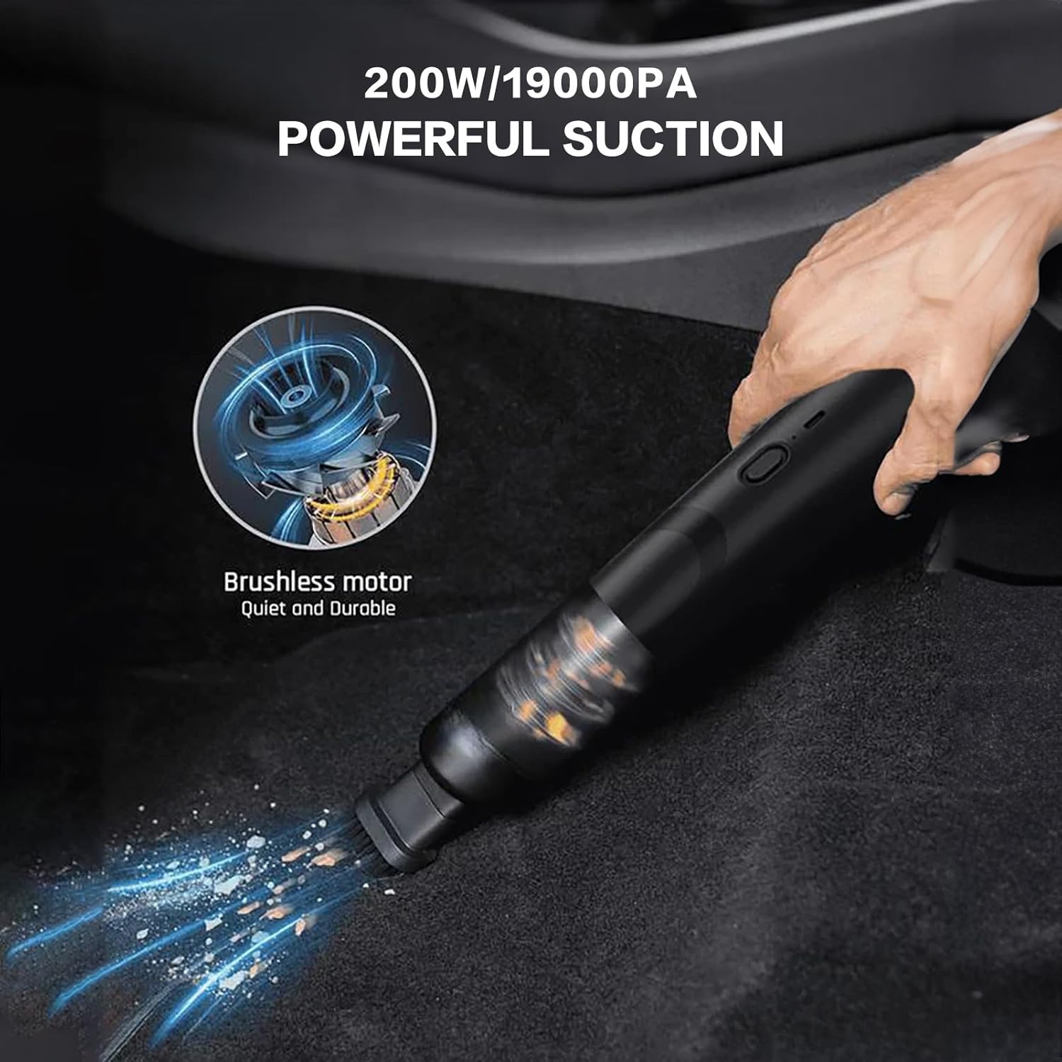 Car vacuum cleaner Car handheld brushless vacuum cleaner Car wireless dust collector Pet hair remover White brushless motor Luxury floor brush +