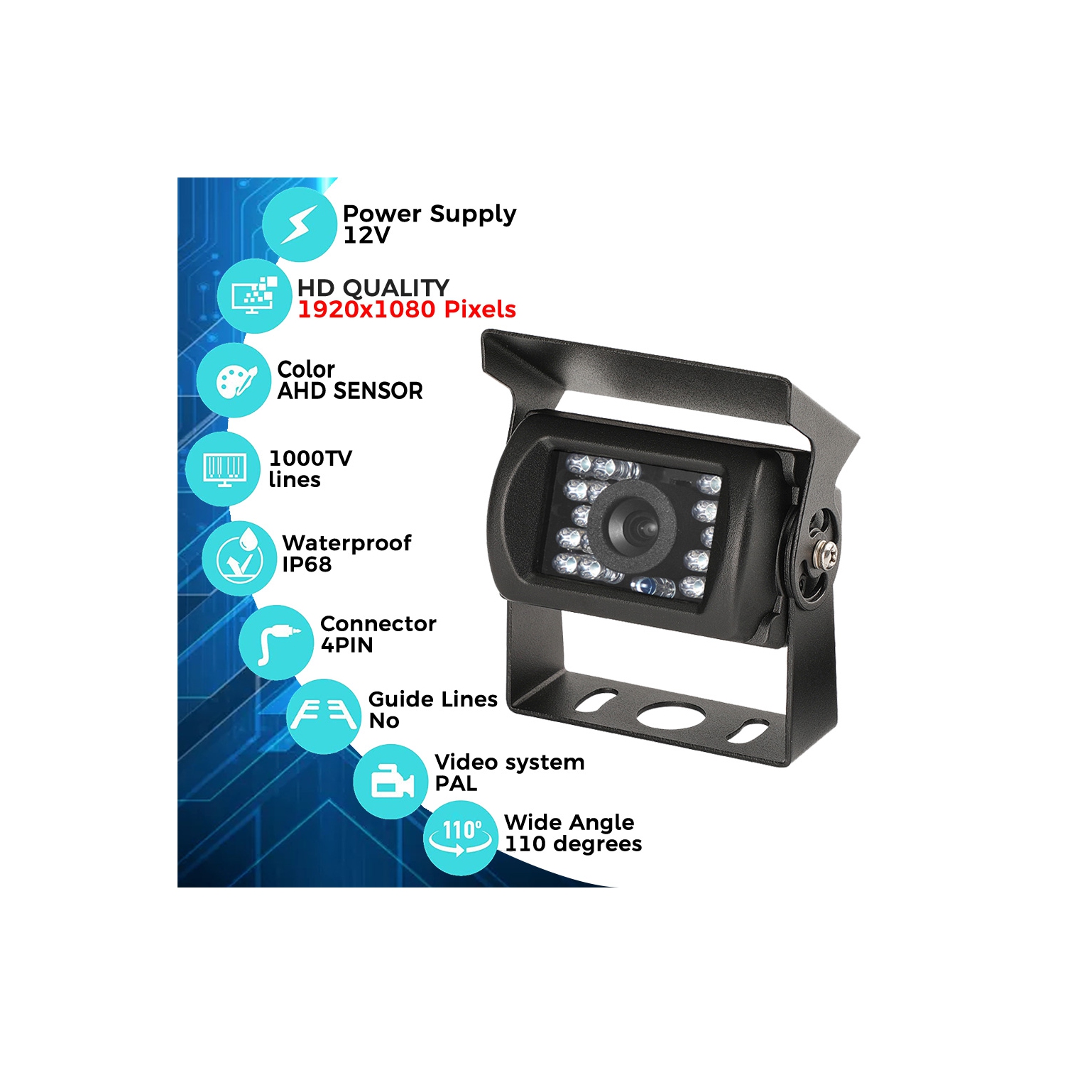 Truck camera, infrared night vision bus rear blind spot camera, HD exterior waterproof car camera, for trucks, vans