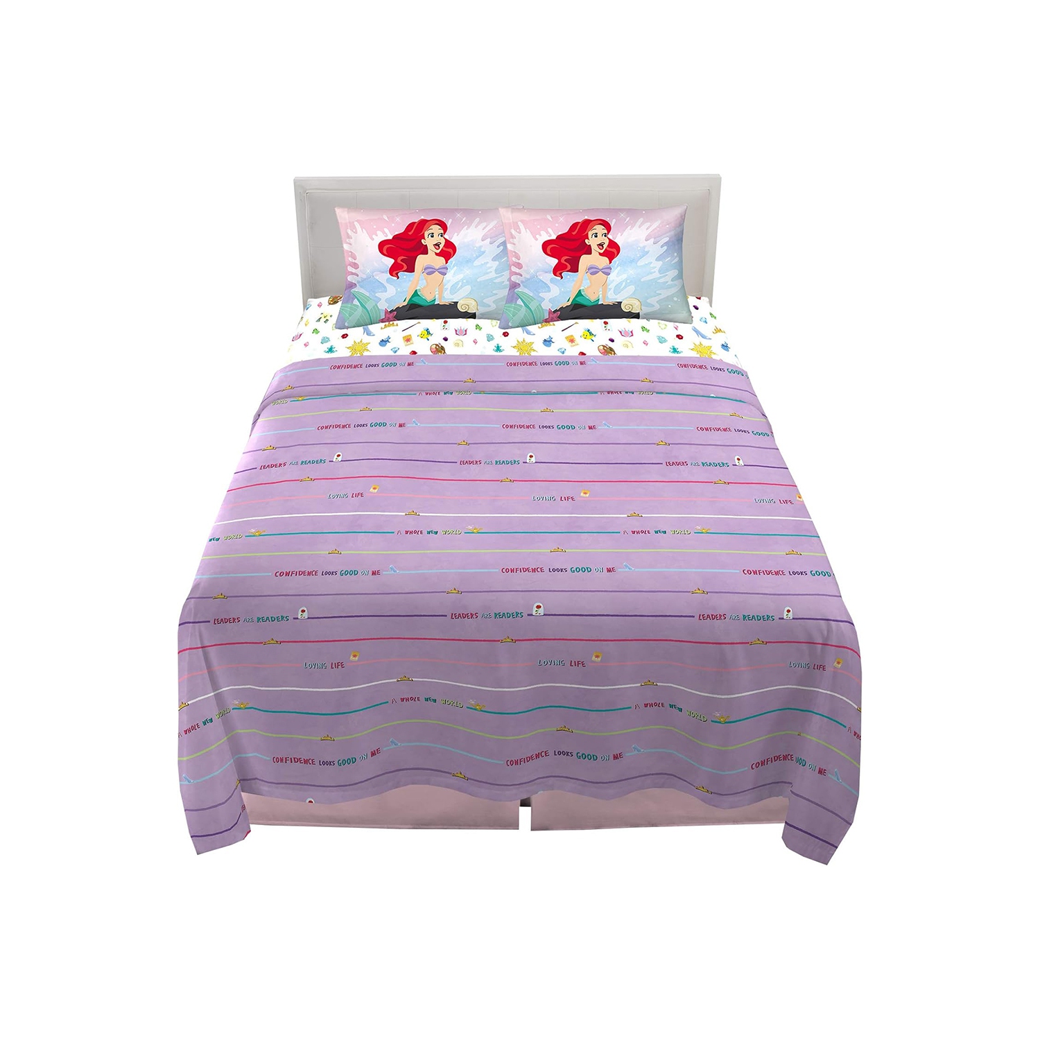 Princess 4-Pcs Full Soft & Cozy Bedding Sheet Set for Kids - 2 Pillowcase, Fitted Sheet, Flat Sheet