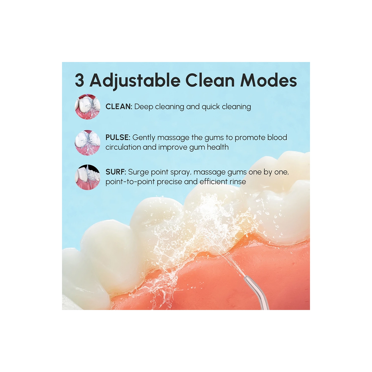 Hydropulseur sans fil, irrigateur oral 300&nbsp;ml, hydropulseur électrique étanche rechargeable pour les voyages et la maison