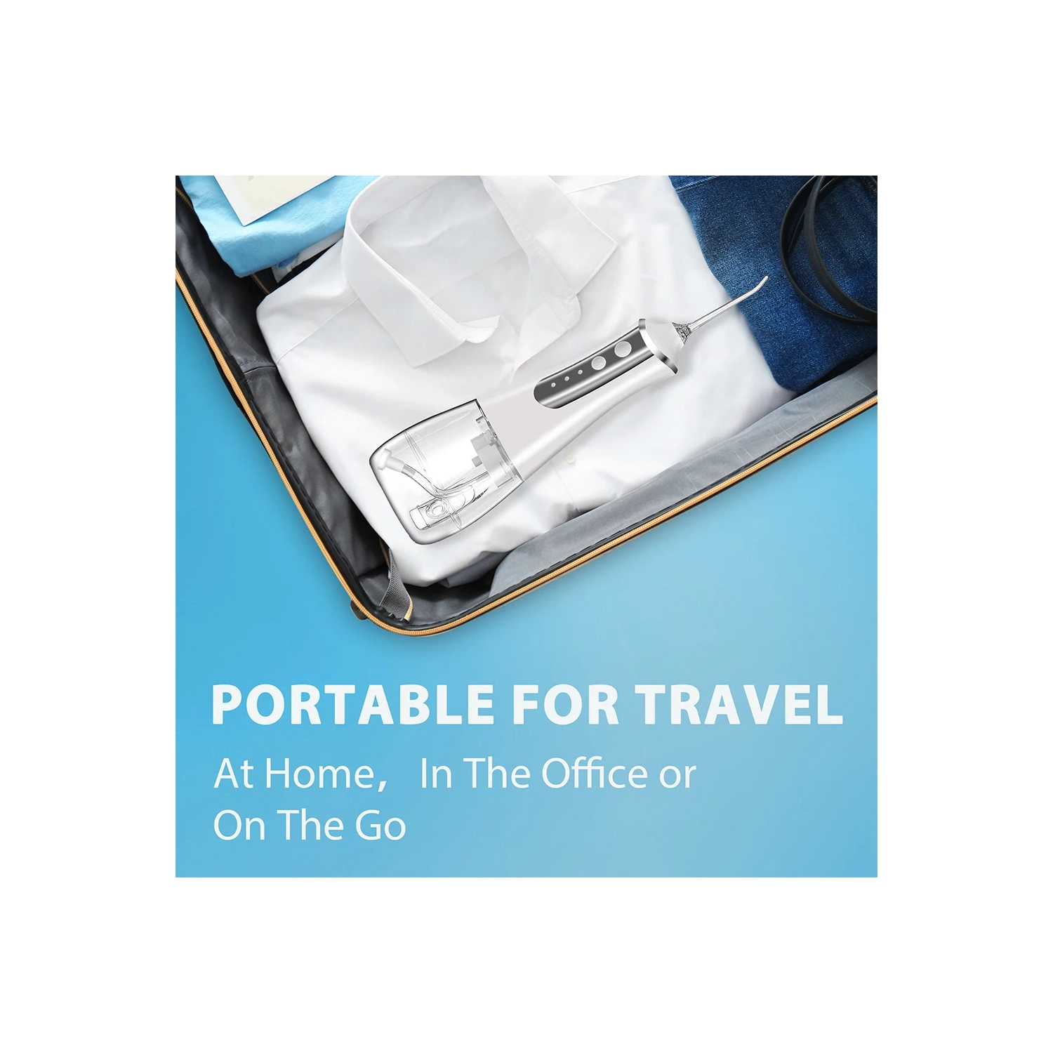 Hydropulseur sans fil, irrigateur oral 300&nbsp;ml, hydropulseur électrique étanche rechargeable pour les voyages et la maison