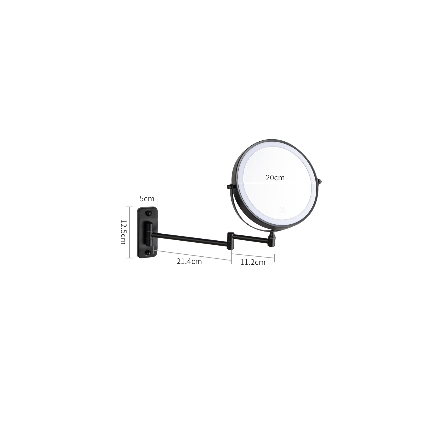 8 Inch Shower Mirror With LED Light, 360° Rotation Double-Sided 10X Magnification Wall-Mounted Foldable Makeup Mirror