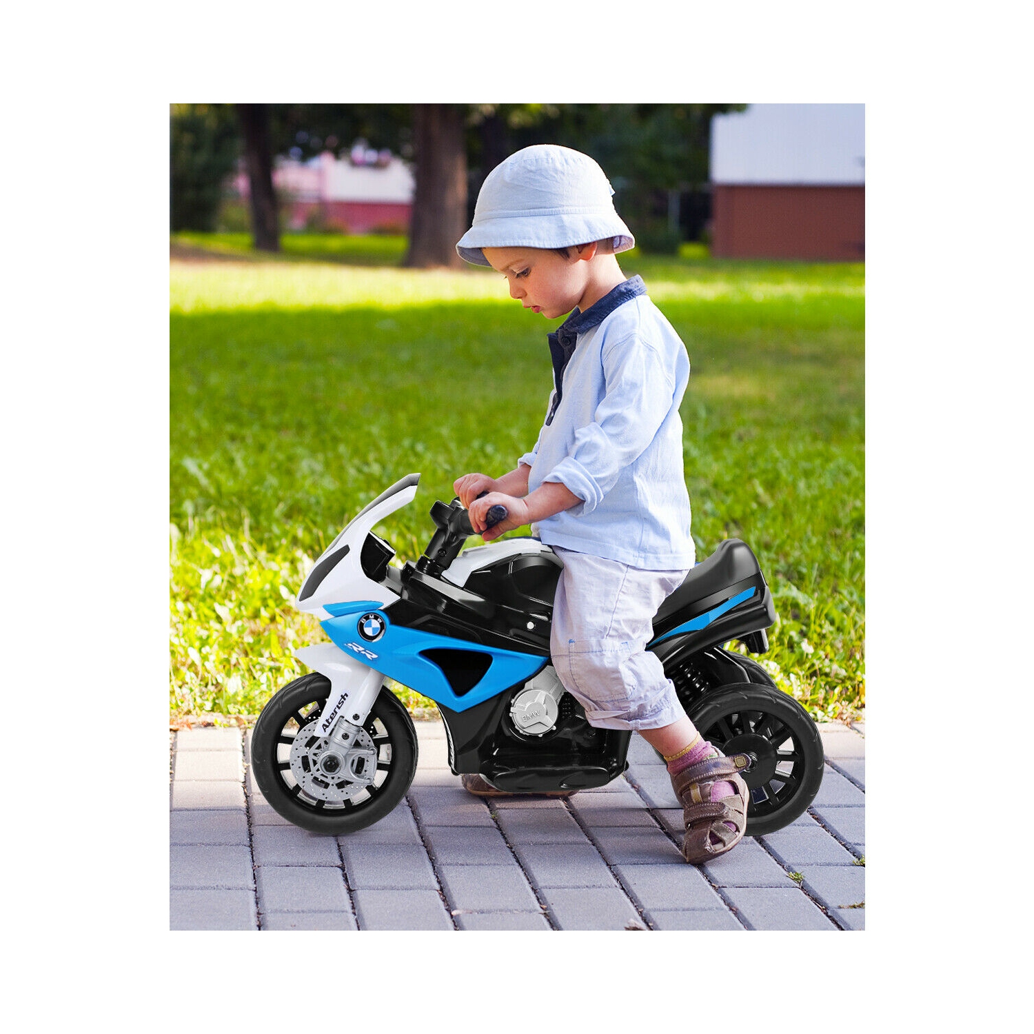 Gymax Kids Ride On Motorcycle BMW Licensed 6V Electric 3 Wheels Bicycle w/ Music&Light