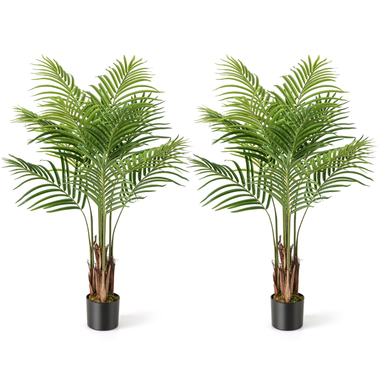 Gymax 4.2 FT Tall Artificial Palm Paradise Plant 2 Pack Large Fake Potted Tree