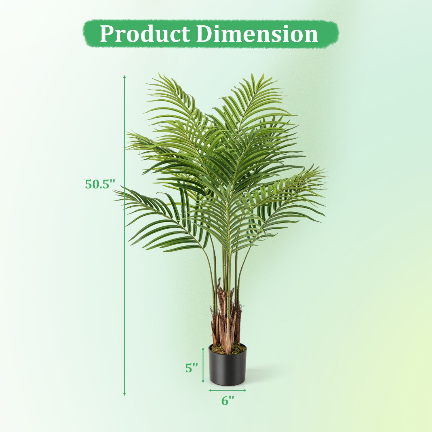 Gymax 4.2 FT Tall Artificial Palm Paradise Plant 2 Pack Large Fake Potted Tree