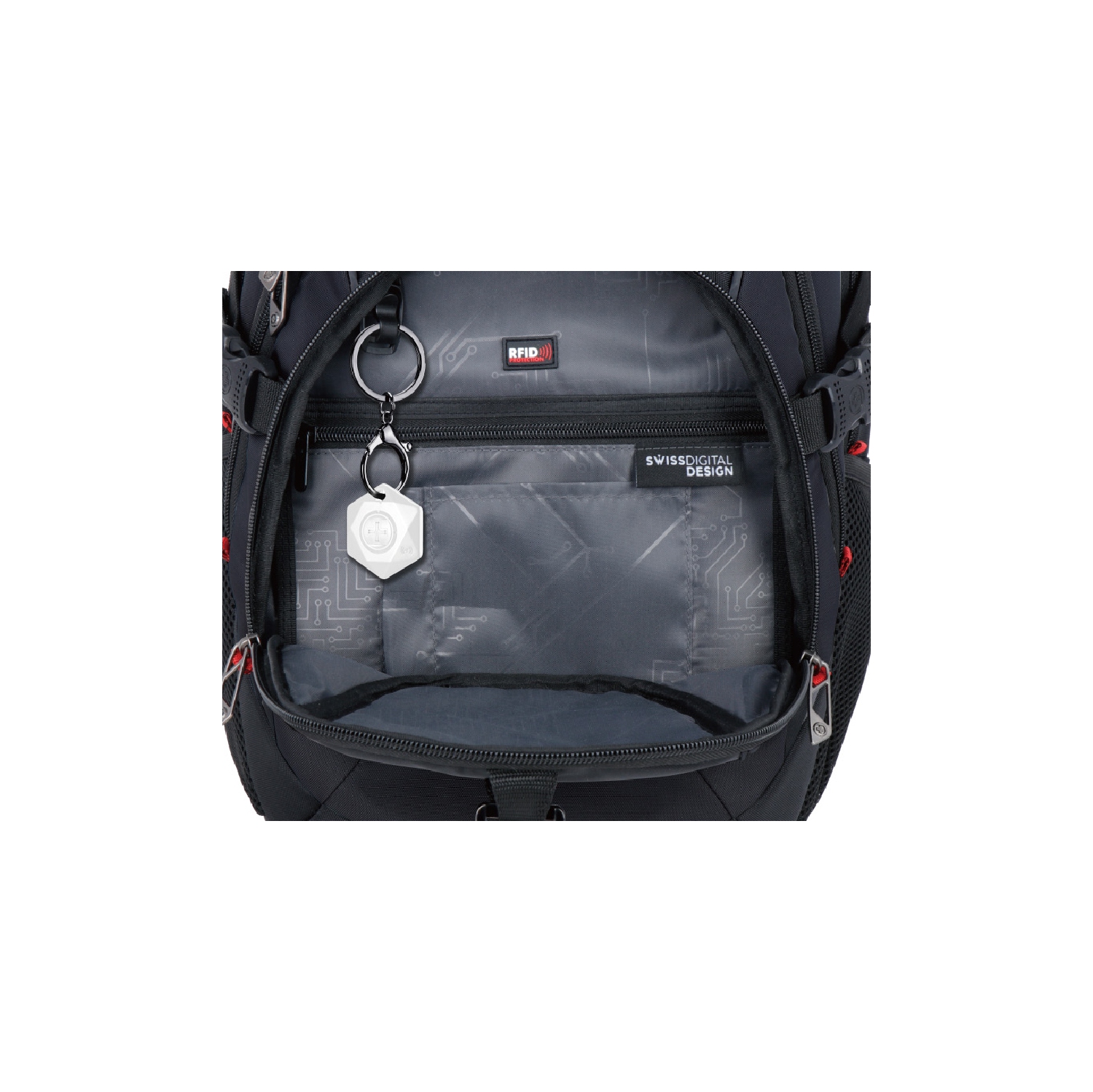 Swissdigital Meilen School Backpack – 17" Laptop Bag, USB Charging, SDD Finder, RFID Protection, Add-A-Bag System, Travel-Ready