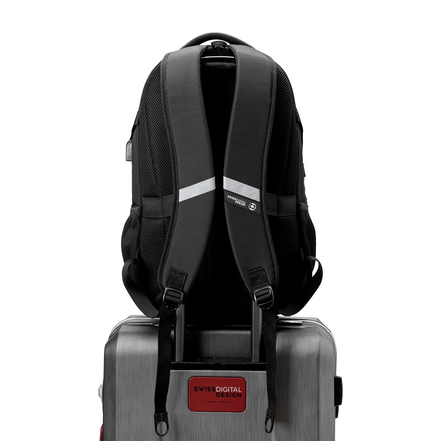 Swissdigital Meilen School Backpack – 17" Laptop Bag, USB Charging, SDD Finder, RFID Protection, Add-A-Bag System, Travel-Ready