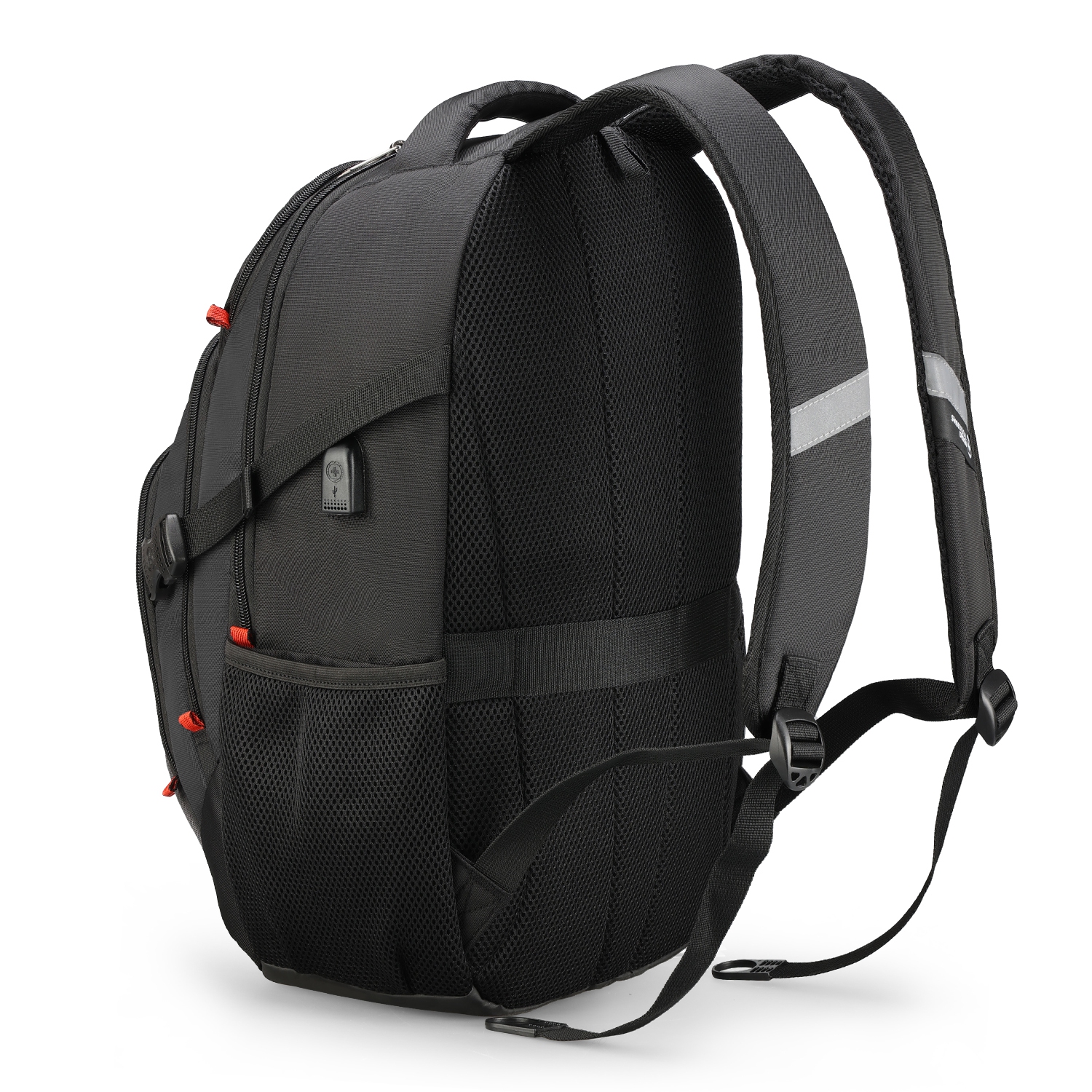Sac à dos d'école Vector de Swissdigital – Sac pour portable de 17&nbsp;po, chargement USB, détecteur SDD, protection RFID, garniture réfléchissante,