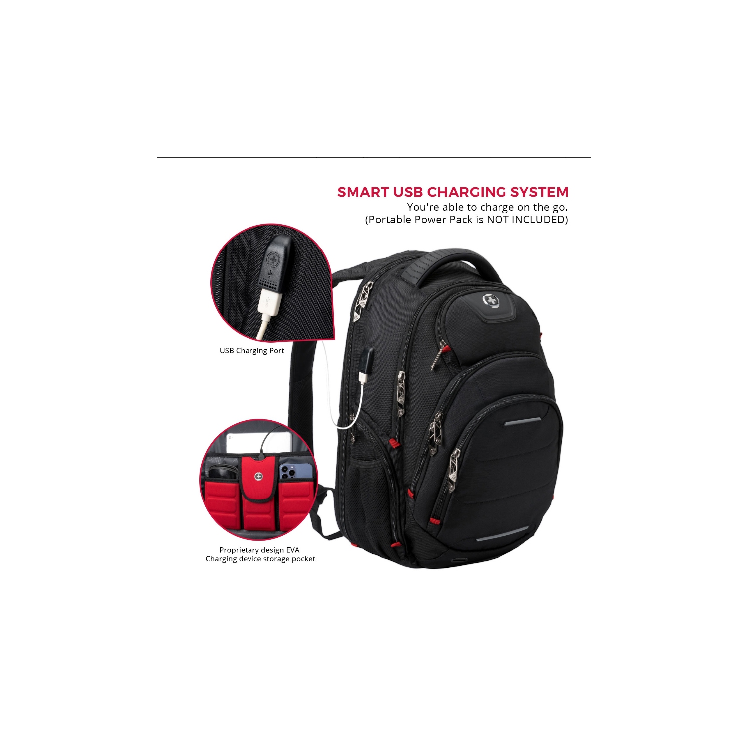 Swissdigital Neptune Backpack – 16" Laptop Bag, USB Charging, SDD Finder, RFID Protection, TSA-Friendly, Add-A-Bag System