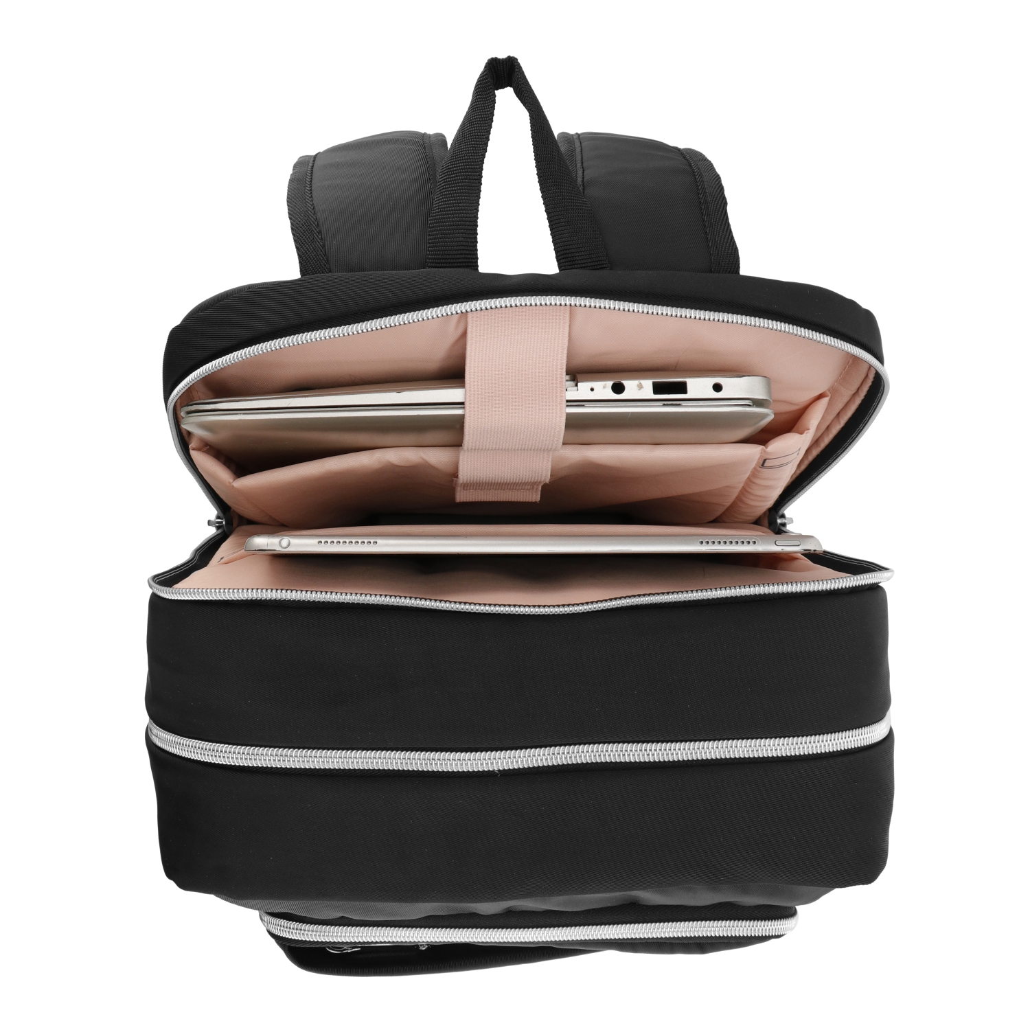 Swissdigital KATY Rose Platinum Backpack – 16" Laptop Bag, USB Charging, SDD Finder, RFID Protection, Multi-Pockets