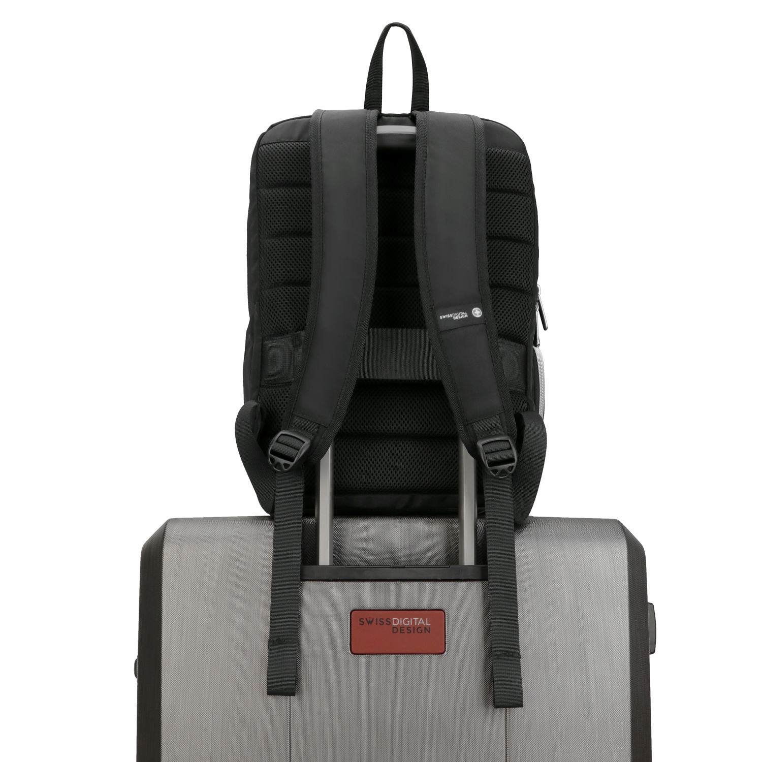 Swissdigital KATY Rose Platinum Backpack – 16" Laptop Bag, USB Charging, SDD Finder, RFID Protection, Multi-Pockets