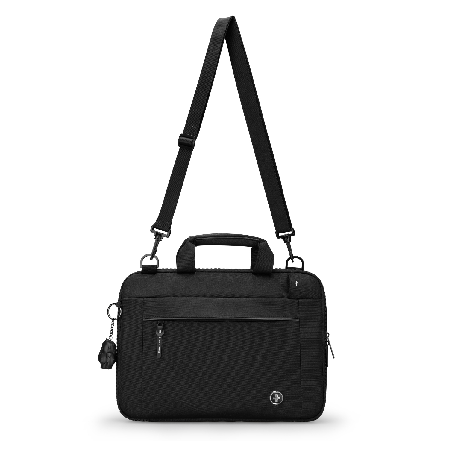 Swissdigital Bolligen 16" Laptop Sleeve Bag – USB Charging, Water-Repellent, Add-A-Bag System, Padded Protection, Travel