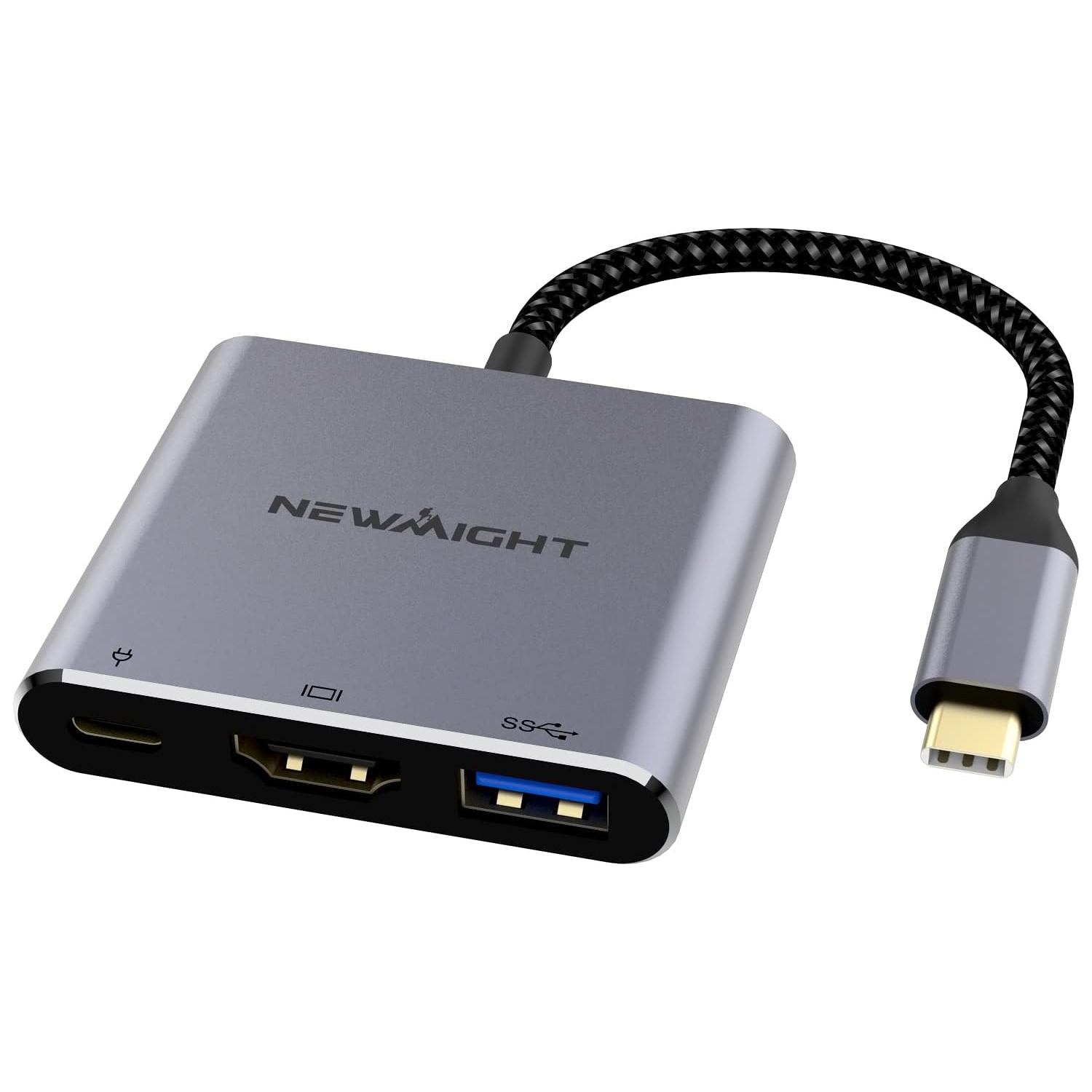 Newmight USB C to HDMI Adapter - 4K HDMI, USB 3.0, 100W Charging Port for MacBook, iPad Pro, and More
