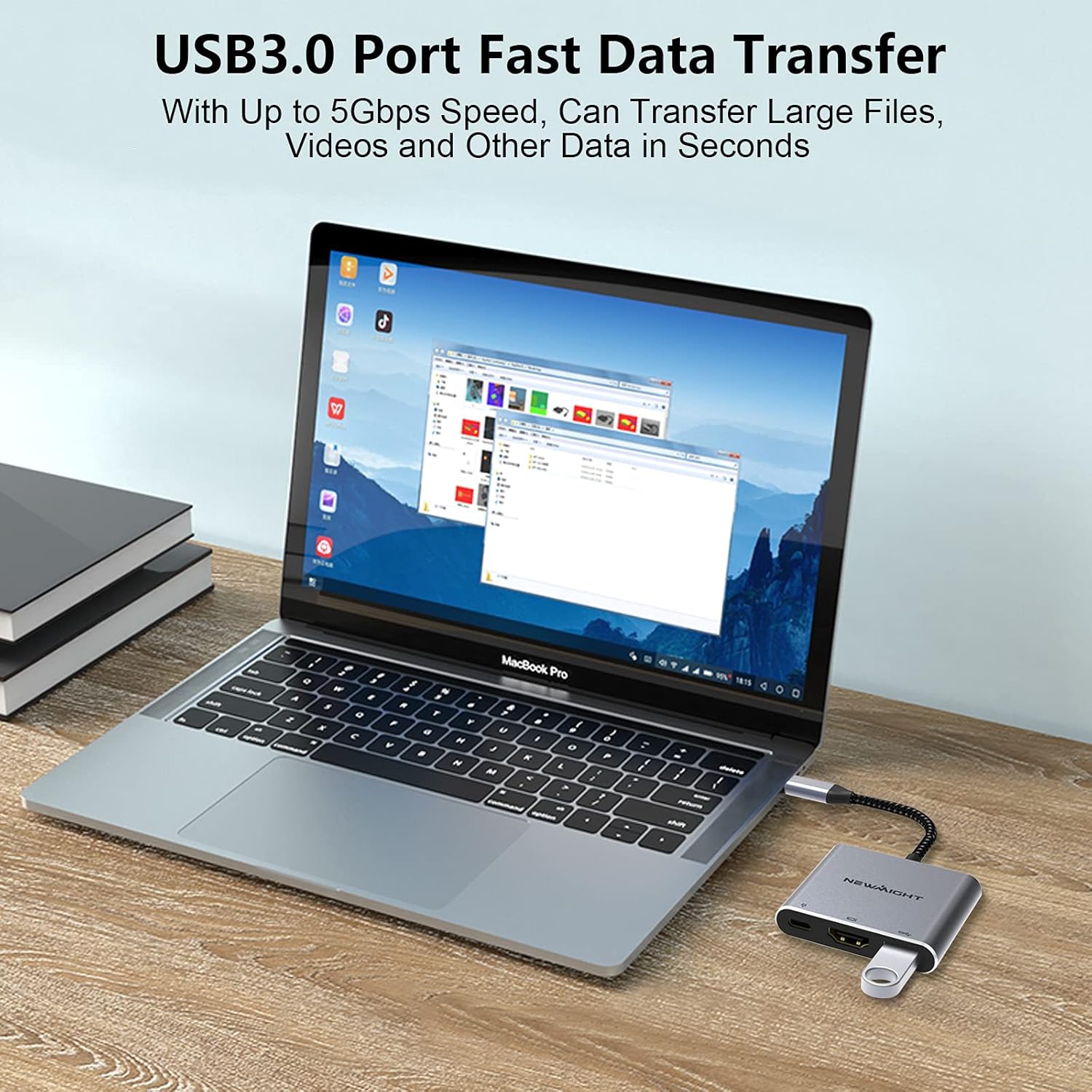 Newmight USB C to HDMI Adapter - 4K HDMI, USB 3.0, 100W Charging Port for MacBook, iPad Pro, and More