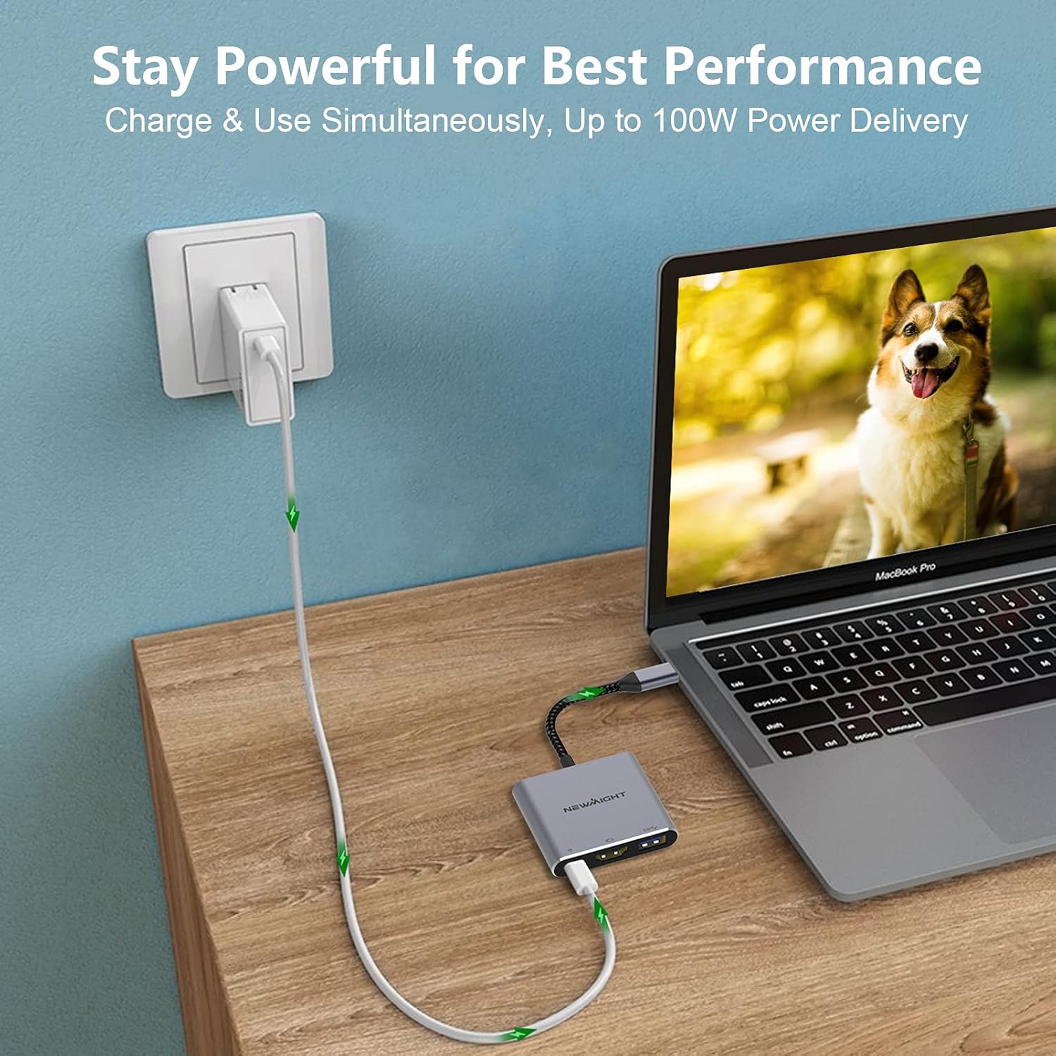 Newmight USB C to HDMI Adapter - 4K HDMI, USB 3.0, 100W Charging Port for MacBook, iPad Pro, and More