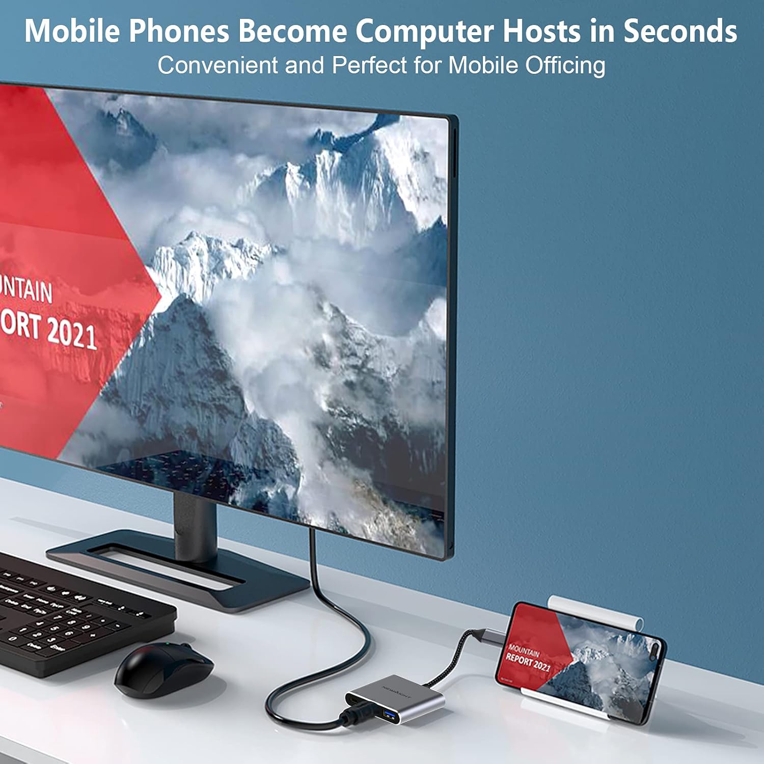 Newmight USB C to HDMI Adapter - 4K HDMI, USB 3.0, 100W Charging Port for MacBook, iPad Pro, and More