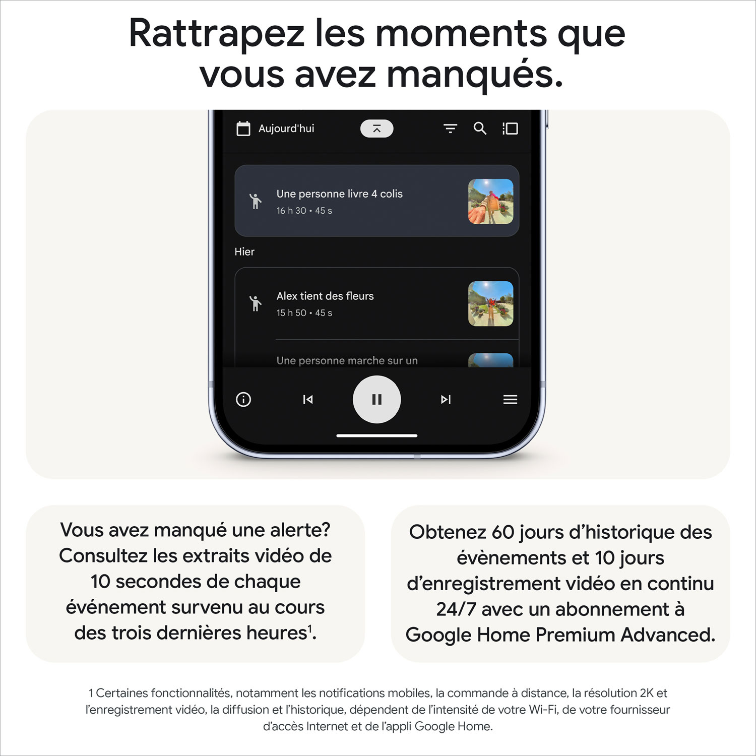 Sonnette vidéo Wi-Fi avec fil Nest de Google avec Gemini - Neige