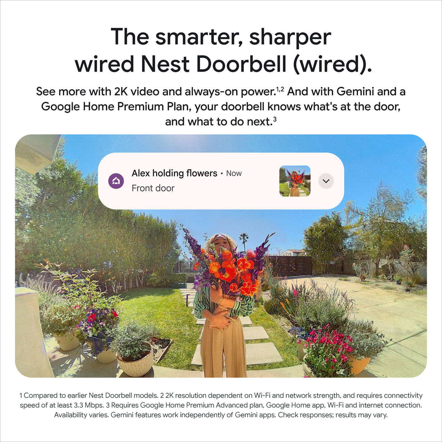 Google Nest Wi-Fi Video Doorbell (3rd Gen) with Gemini - Linen