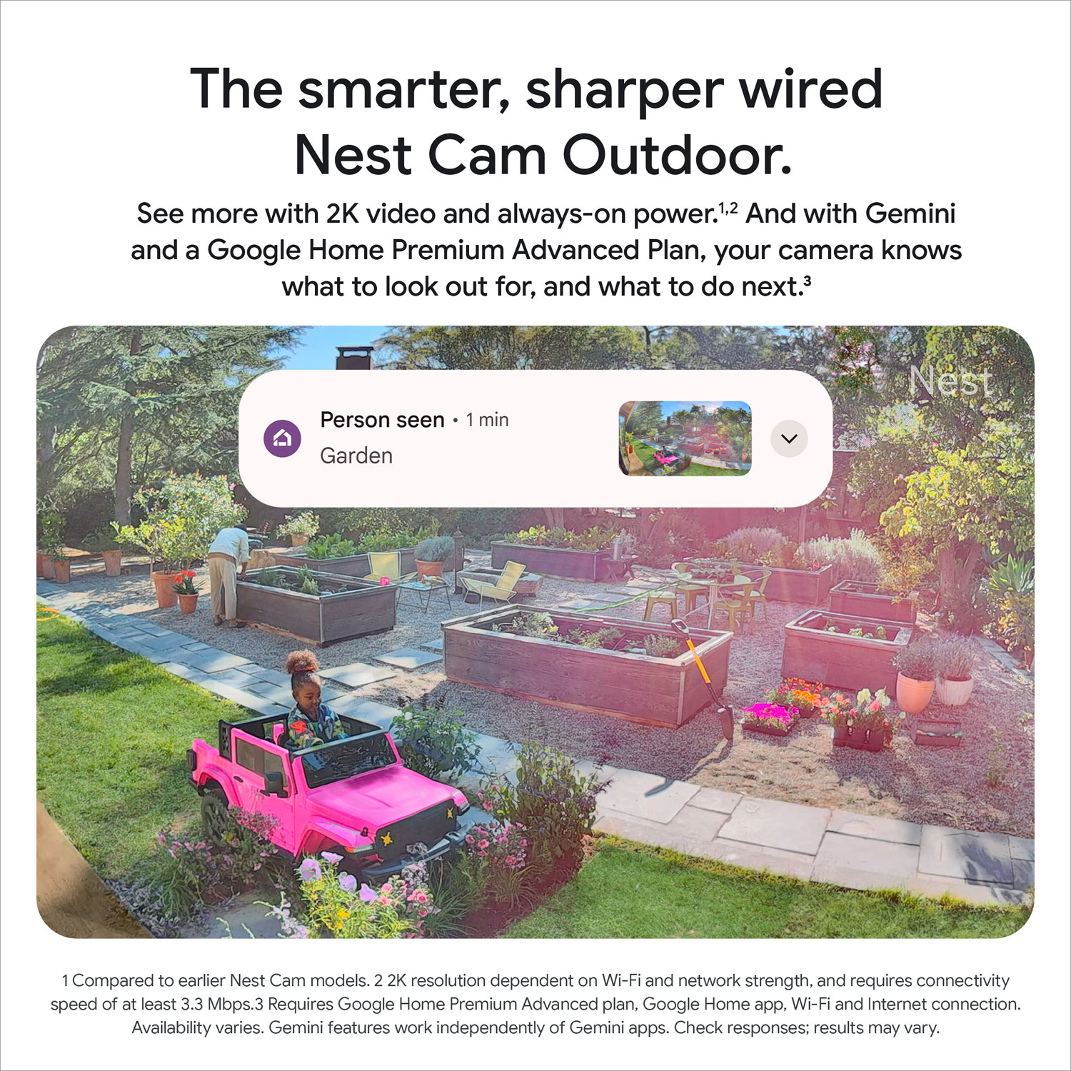 Caméra de surveillance extérieure avec fil de 2e génération Nest Cam de Google avec Gemini - Neige