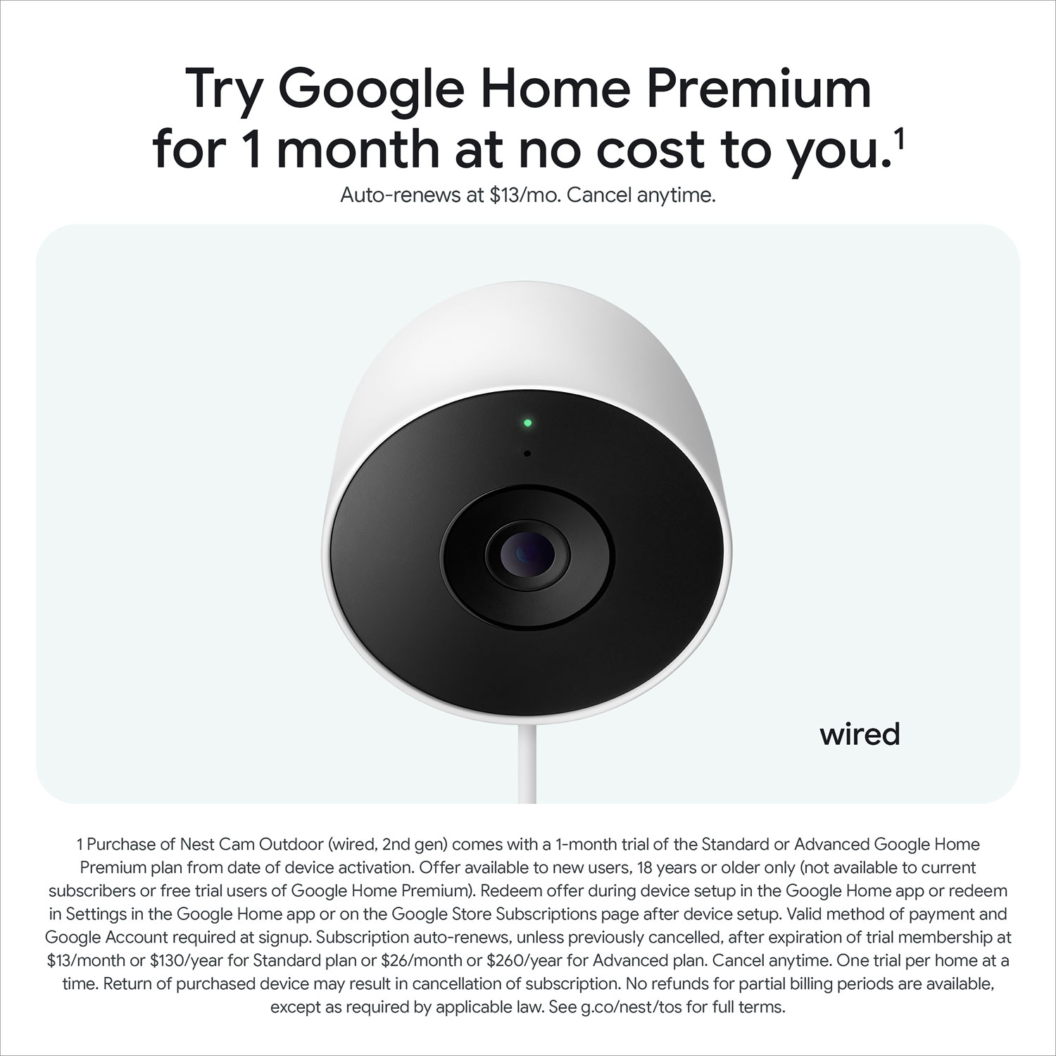 Google Nest Cam 2nd Gen Wired Outdoor Security Camera with Gemini - Snow - 2 Pack