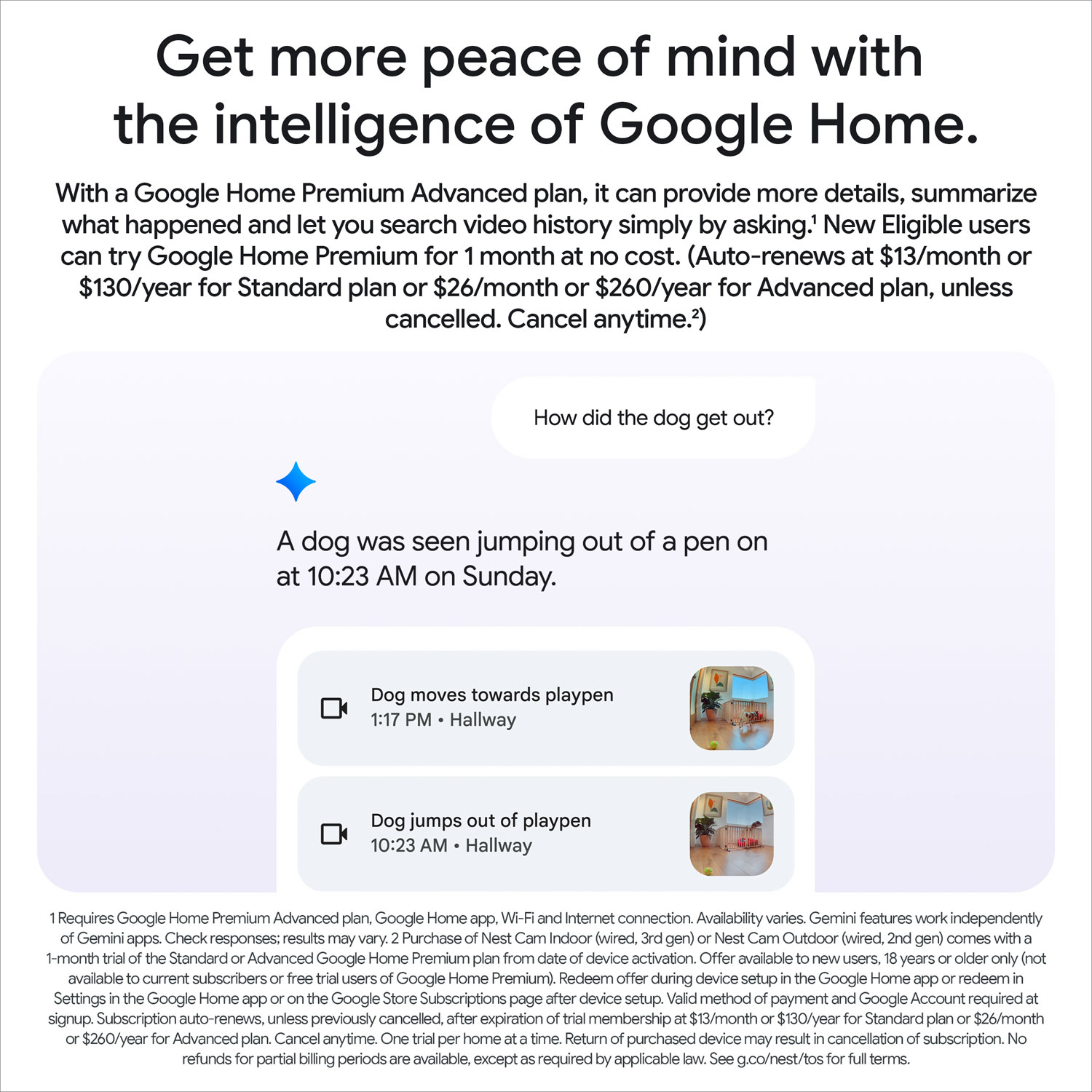 Google Nest Cam 3rd Gen Wired Indoor Security Camera with Gemini - Snow