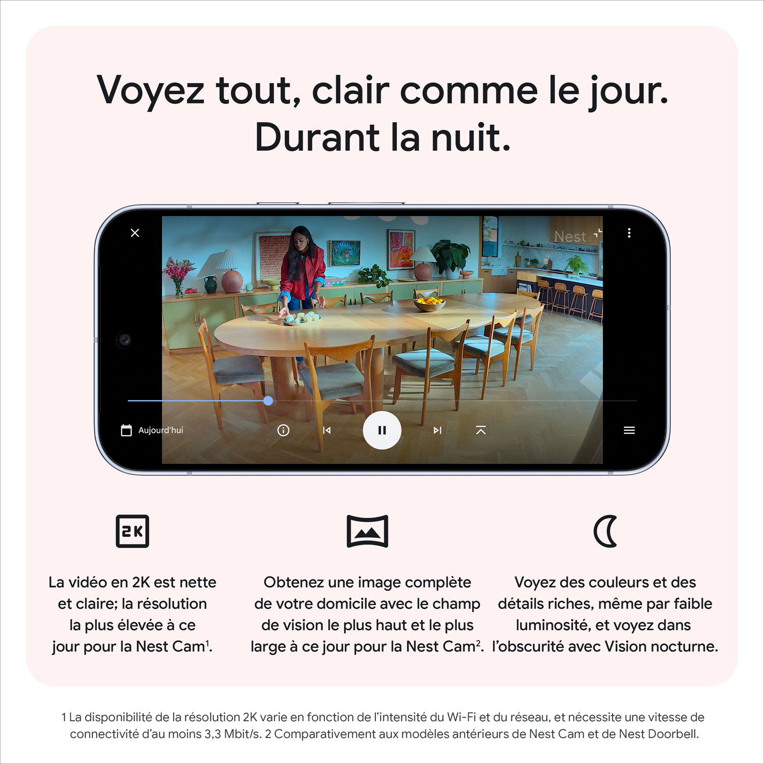 Google Nest Cam 3rd Gen Wired Indoor Security Camera with Gemini - Snow