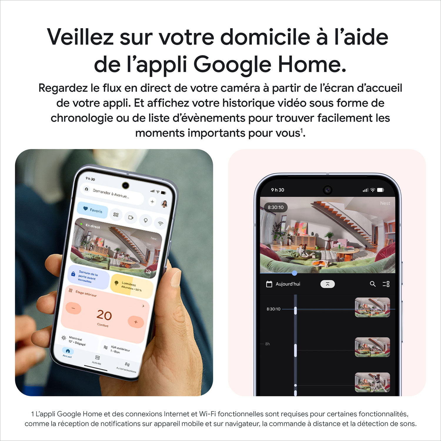 Google Nest Cam 3rd Gen Wired Indoor Security Camera with Gemini - Snow