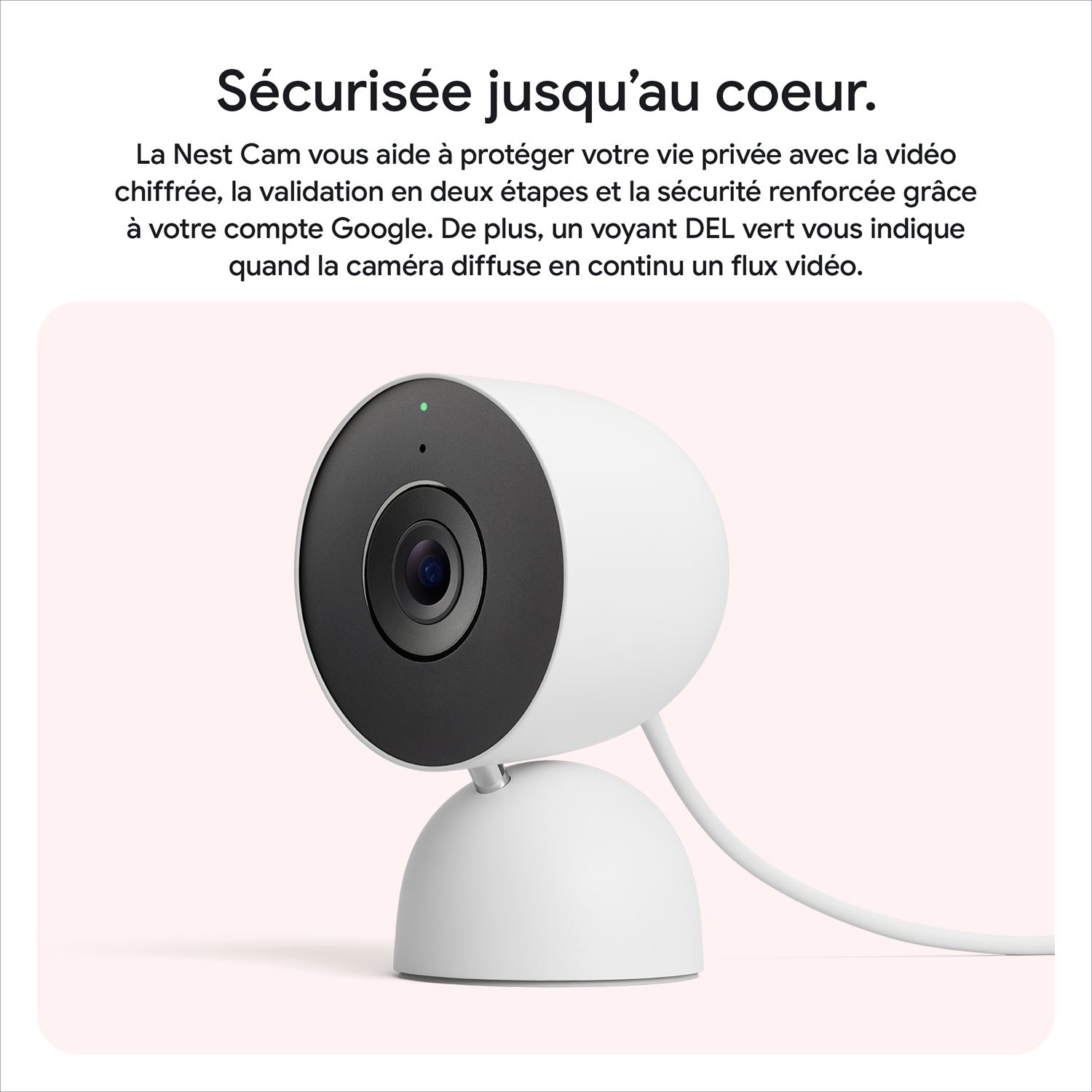 Google Nest Cam 3rd Gen Wired Indoor Security Camera with Gemini - Snow