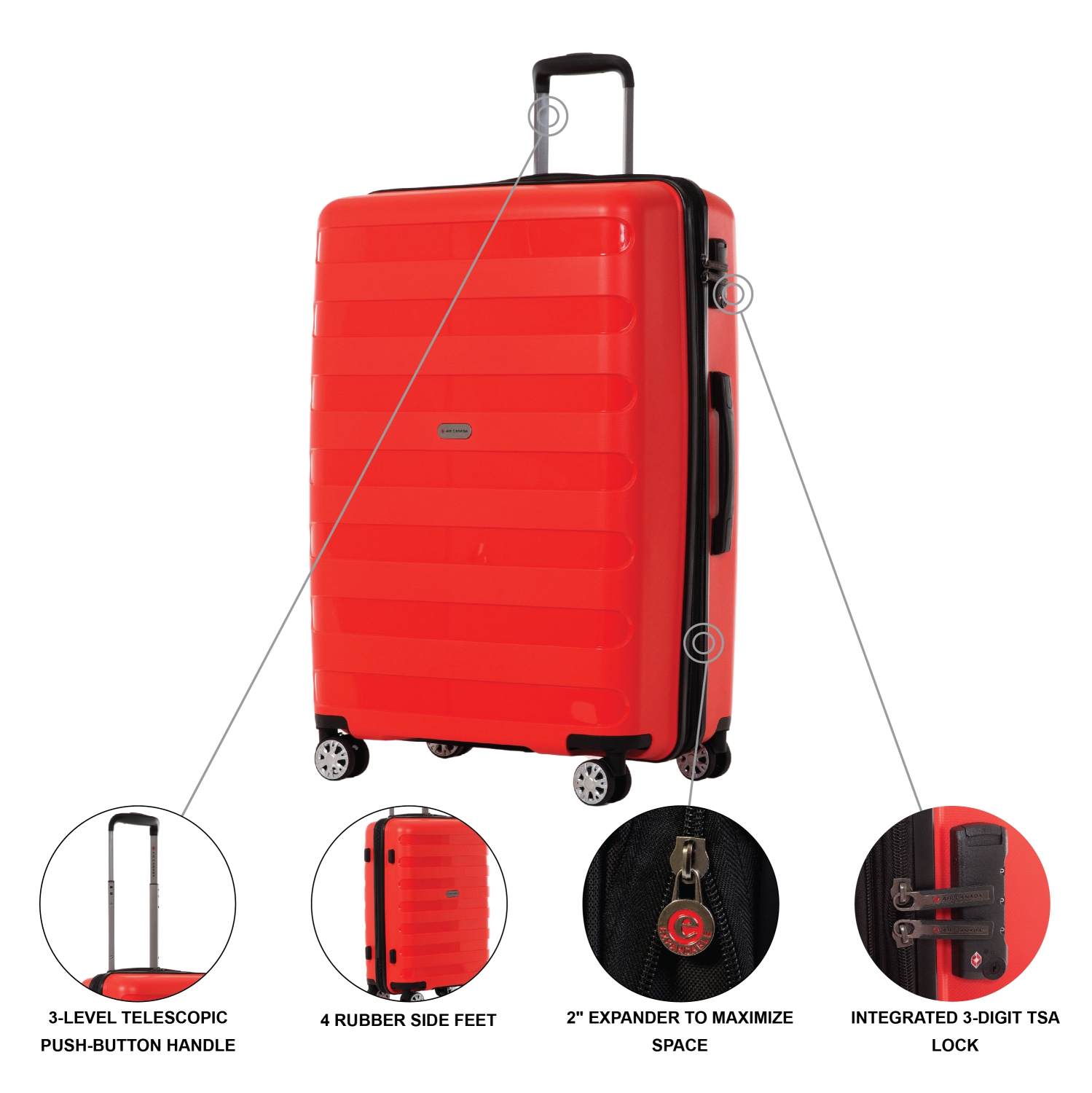 Ensemble de 2 valises rigides EERIE D'AIR CANADA – Valise enregistrée de 24&nbsp;po et valise de cabine