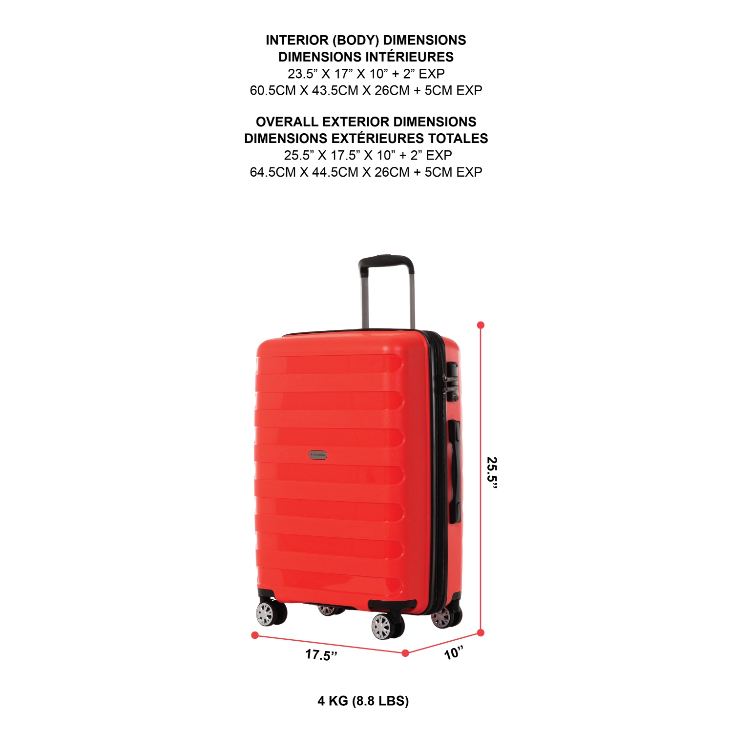 Ensemble de 2 valises rigides EERIE D'AIR CANADA – Valise enregistrée de 24&nbsp;po et valise de cabine