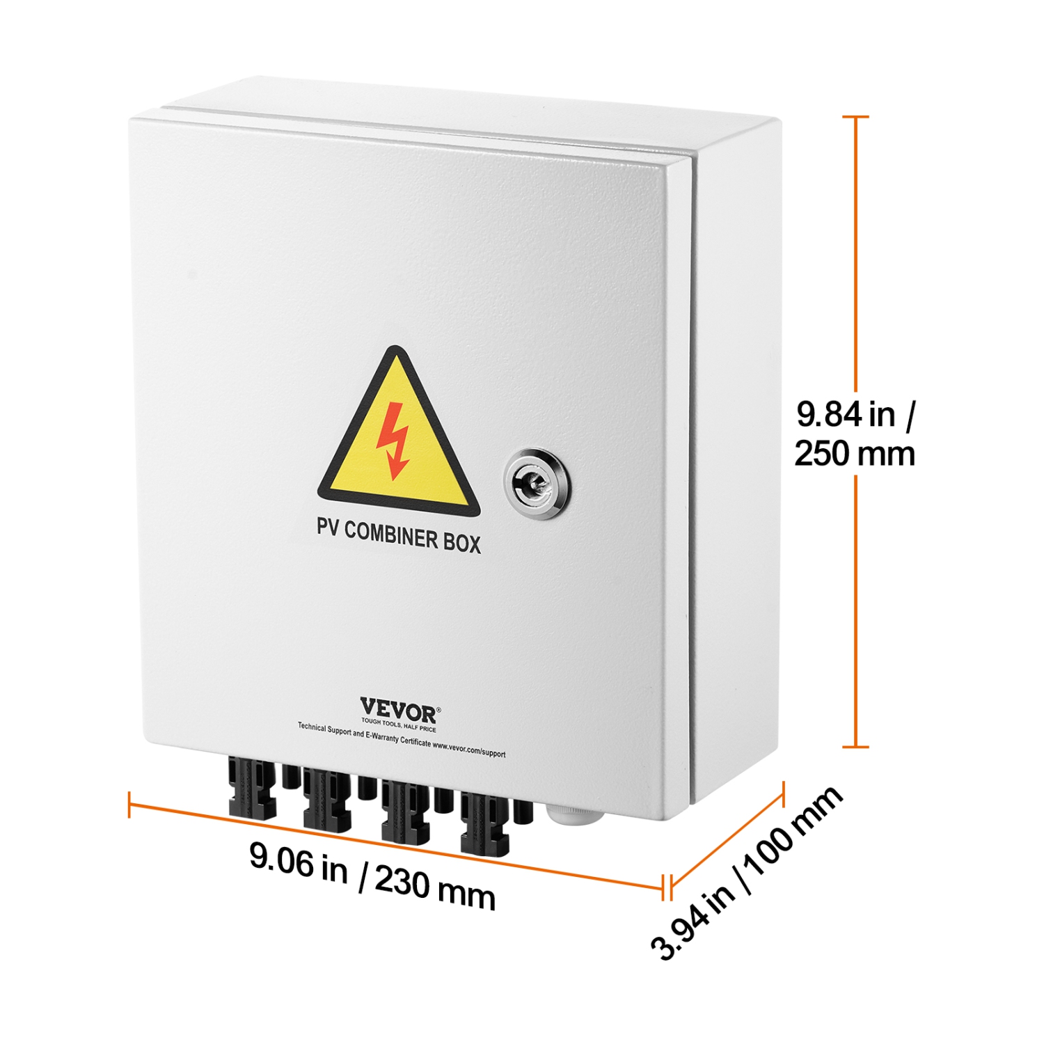 Boîtier de combinaison VEVOR 4 à cordes PV, boîtier de combinaison solaire avec disjoncteur 63&nbsp;A à fusible homologué 15&nbsp;A, connecteur