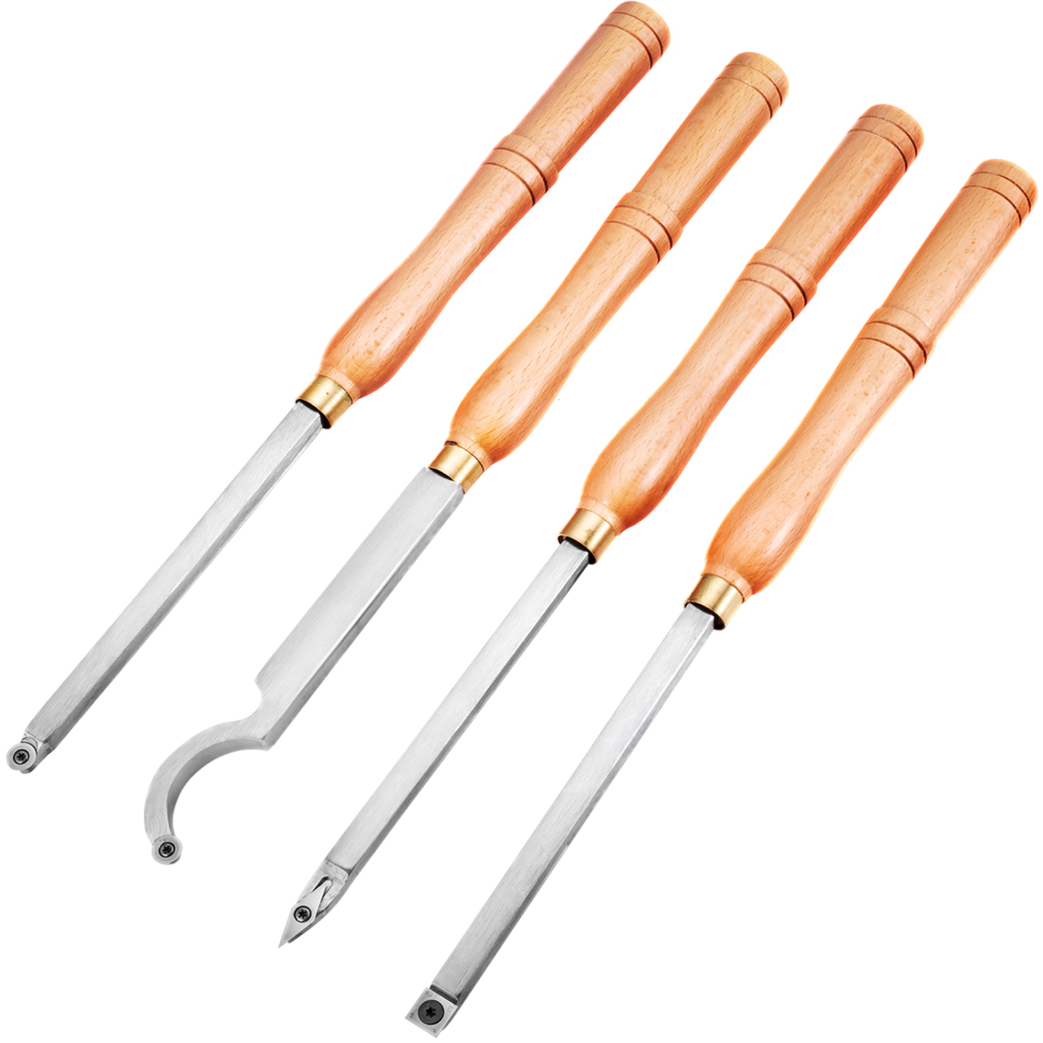 Outils de tournage en bois VEVOR 4 PCS pour Lathe, outils de tournage au carbure avec forme de diamant, coupe ronde, coupe carrée, ciseaux de tour