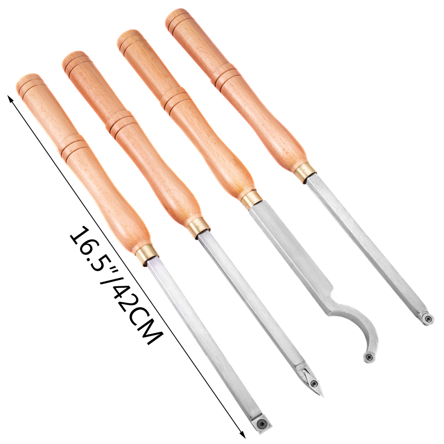 Outils de tournage en bois VEVOR 4 PCS pour Lathe, outils de tournage au carbure avec forme de diamant, coupe ronde, coupe carrée, ciseaux de tour