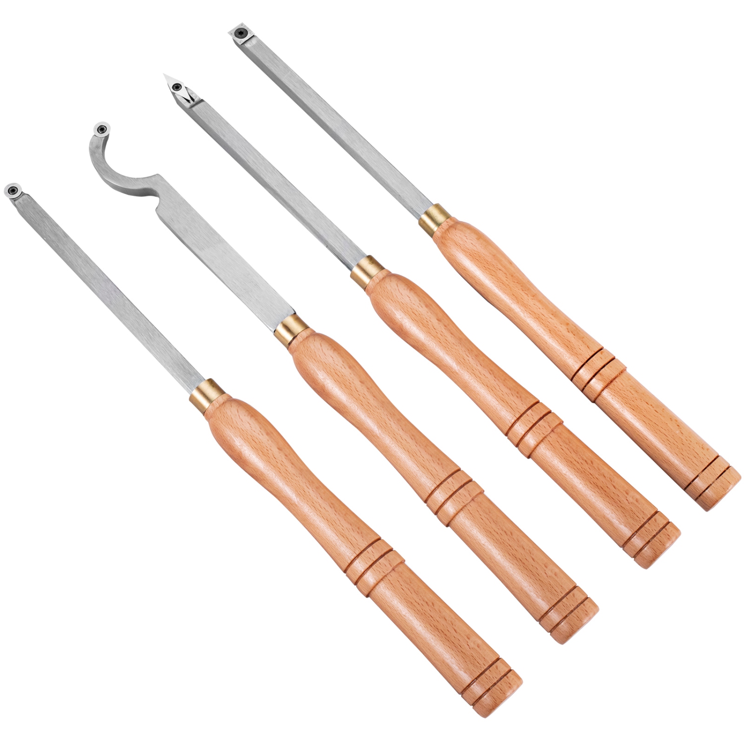 Outils de tournage en bois VEVOR 4 PCS pour Lathe, outils de tournage au carbure avec forme de diamant, coupe ronde, coupe carrée, ciseaux de tour
