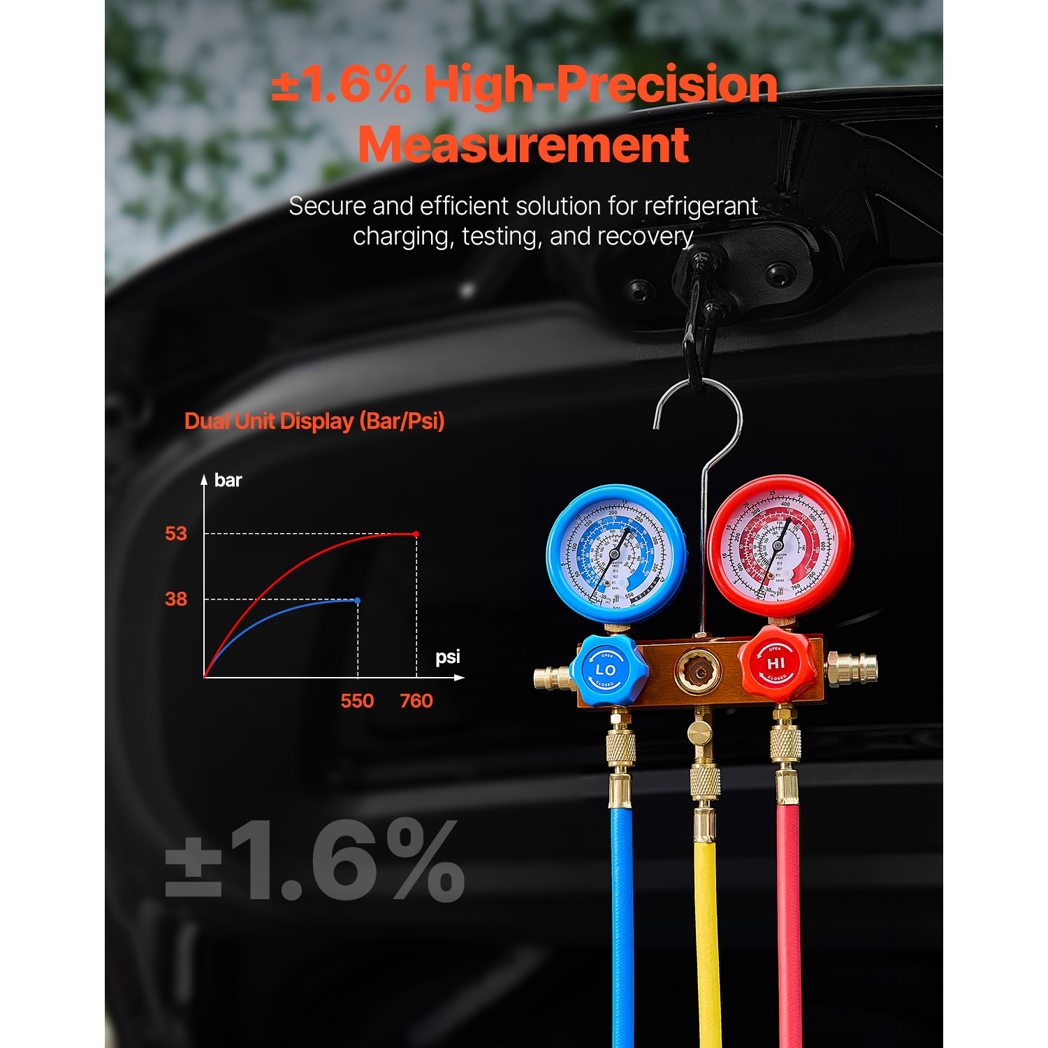 VEVOR 3.5 CFM AC Vacuum Pump and Gauge Set, Single Stage Rotary Vane HVAC Air Vacuum Pump,A/C Refrigerant Manifold Gauge,for R134a, R12, R22, R502a,