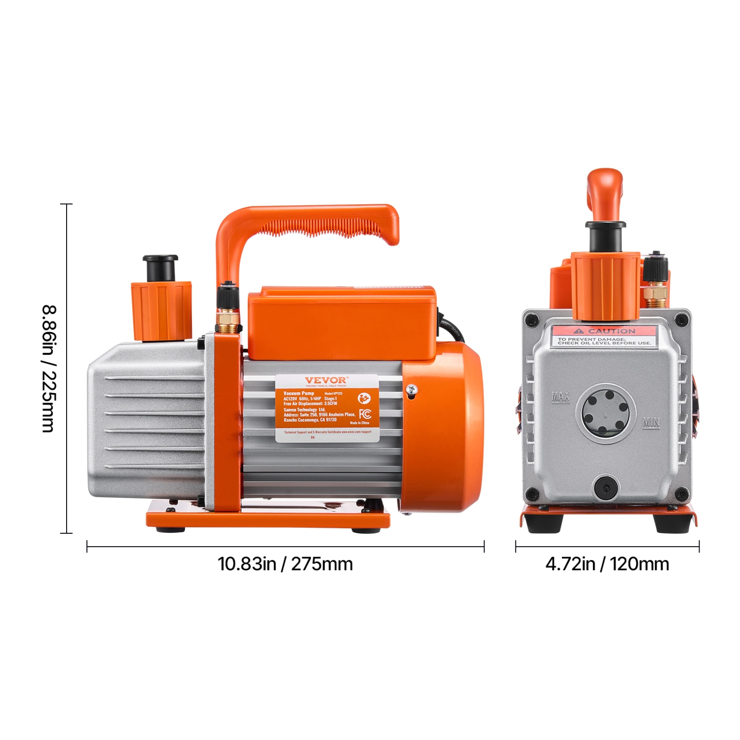 VEVOR 3.5 CFM AC Vacuum Pump and Gauge Set, Single Stage Rotary Vane HVAC Air Vacuum Pump,A/C Refrigerant Manifold Gauge,for R134a, R12, R22, R502a,