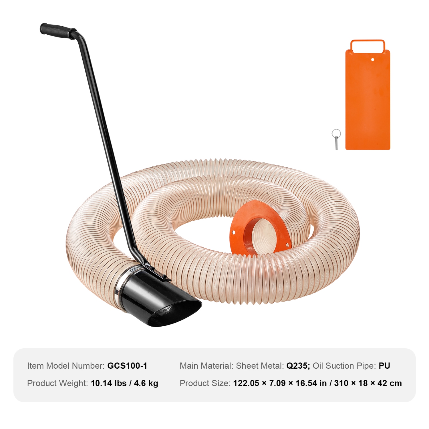 VEVOR 4.3 Inch x 13.1 ft Wood Chipper Shredder Mulcher Leaf Vacuum Kit, Heavy Duty Universal Woodchipper Accessory, 4 inch Diameter for Large Volume