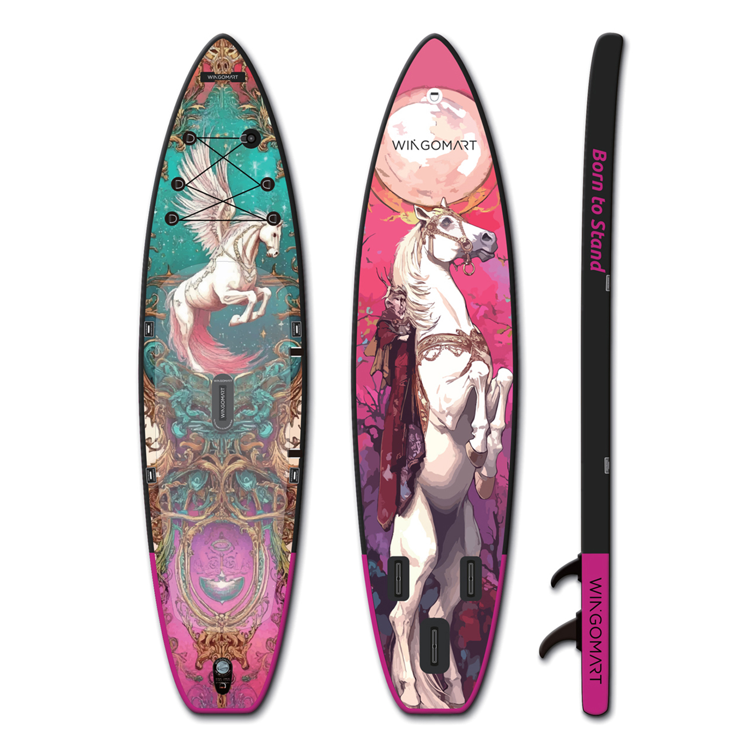 WINGOMART 11FT x 33" Super Wide Inflatable Stand Up Paddle Board, Ultra Stable Wide SUP Up to 2 people/375LB Fully equipped w/ Premium SUP