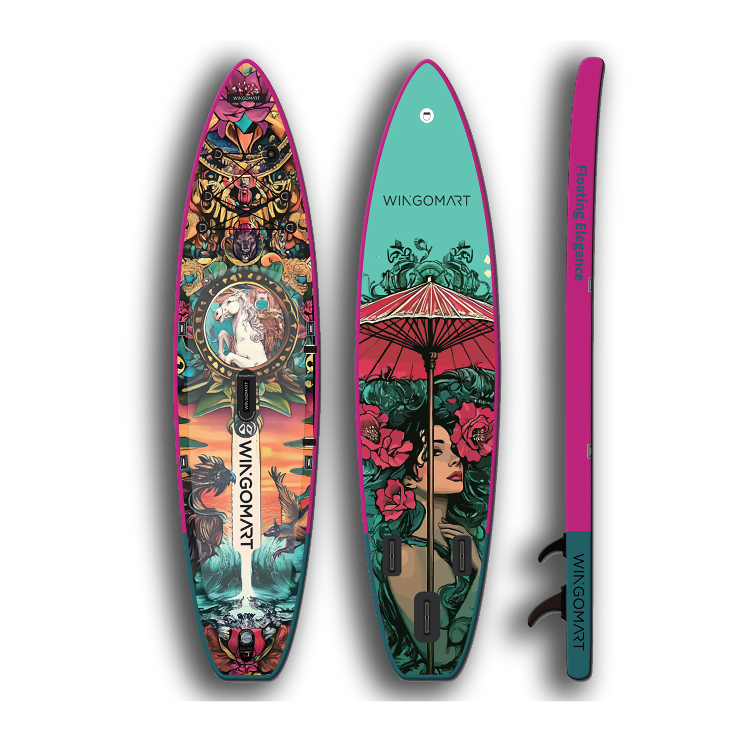 WINGOMART 11FT x 33" Super Wide Inflatable Stand Up Paddle Board, Ultra Stable Wide SUP Up to 2 people/375LB Fully equipped w/ Premium SUP